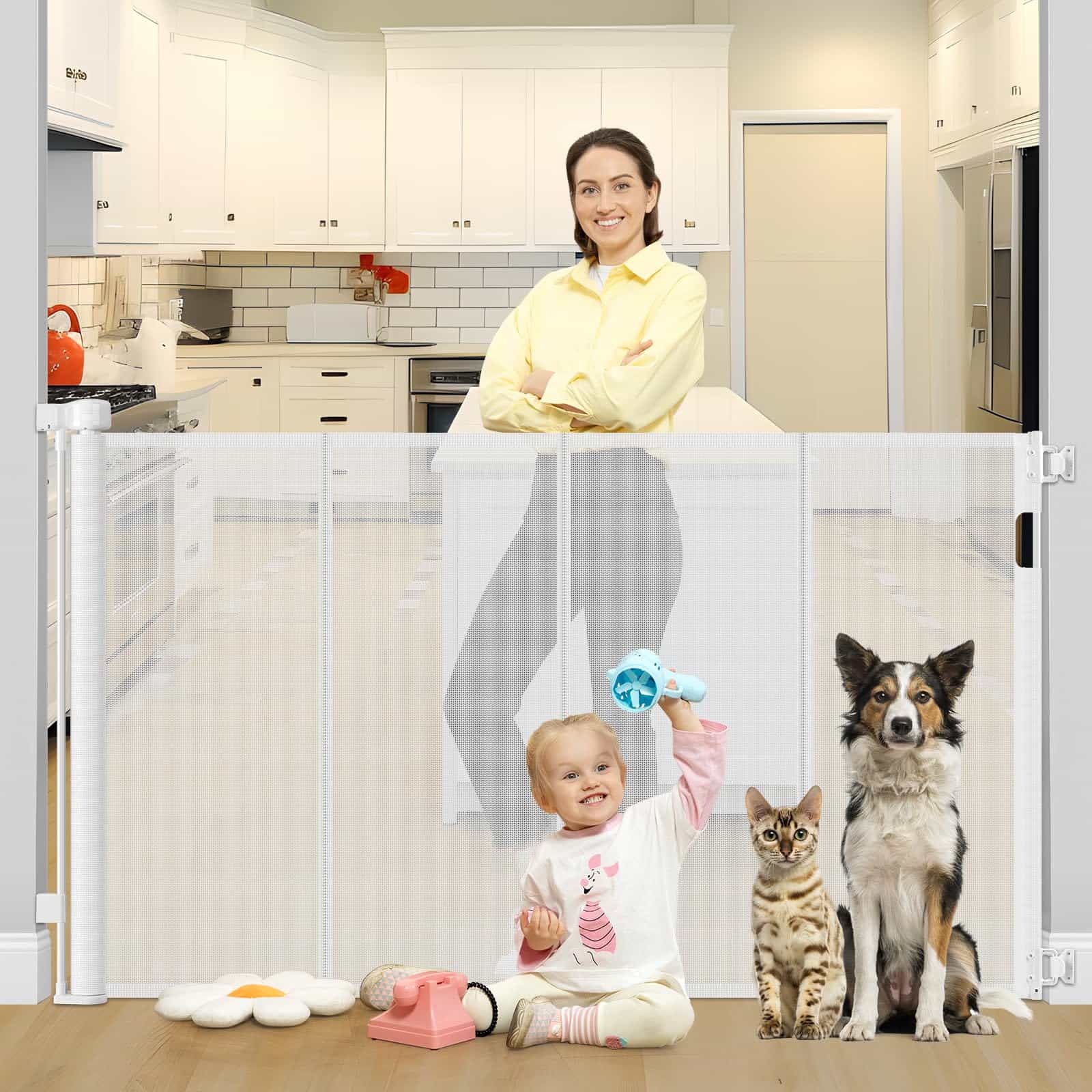 Barrera de Seguridad para Bebés Retráctil Reforzada de 42"