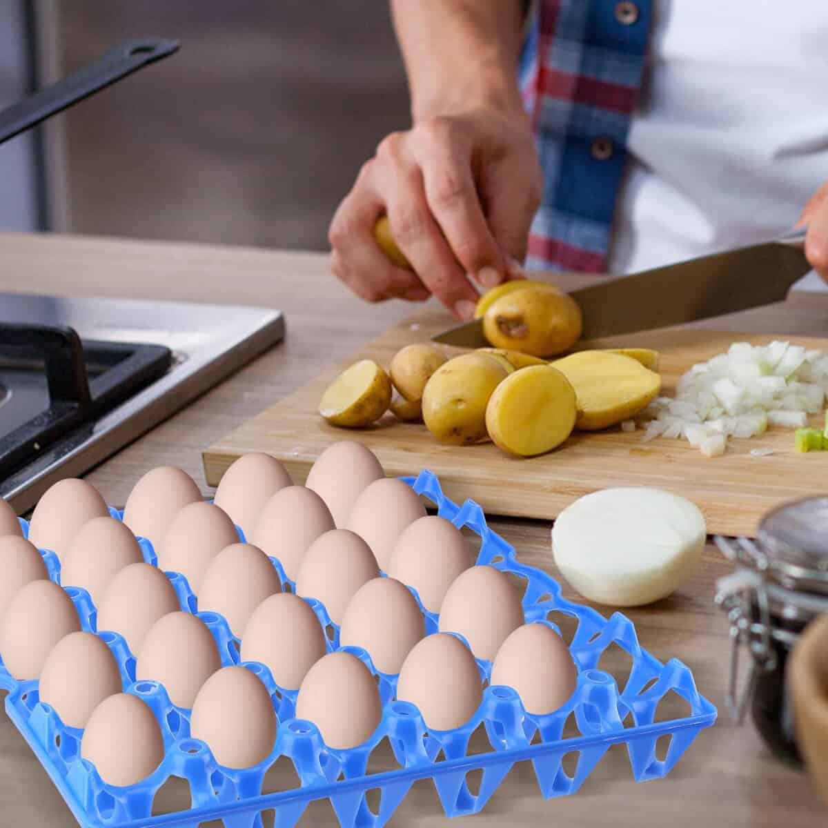 TAICHEUT 10 Pack Plastic Egg Trays, Cartones de Huevo Azul - Imagen 7