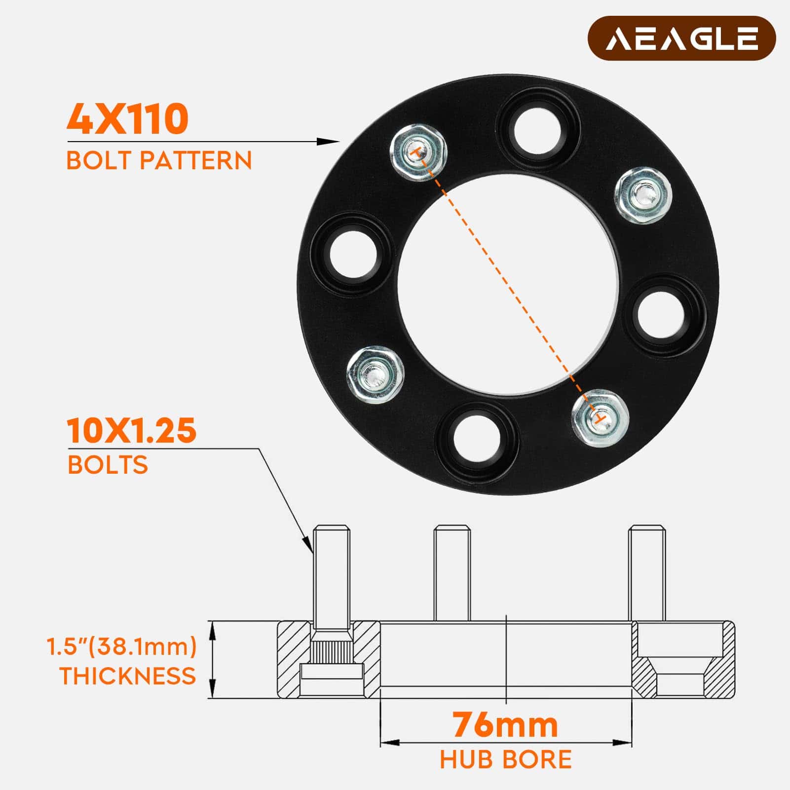 AEagle 4X110 Adaptadores de Rueda 1.5" para Honda Yamaha - Imagen 3