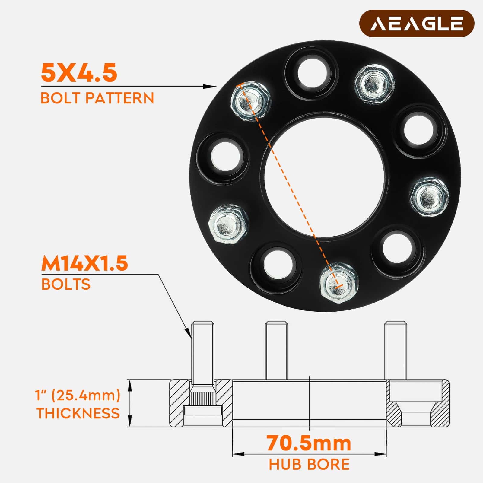 Adaptadores de Rueda Hubcentric AEagle 5x4.5 1" 5x114.3mm - Imagen 3
