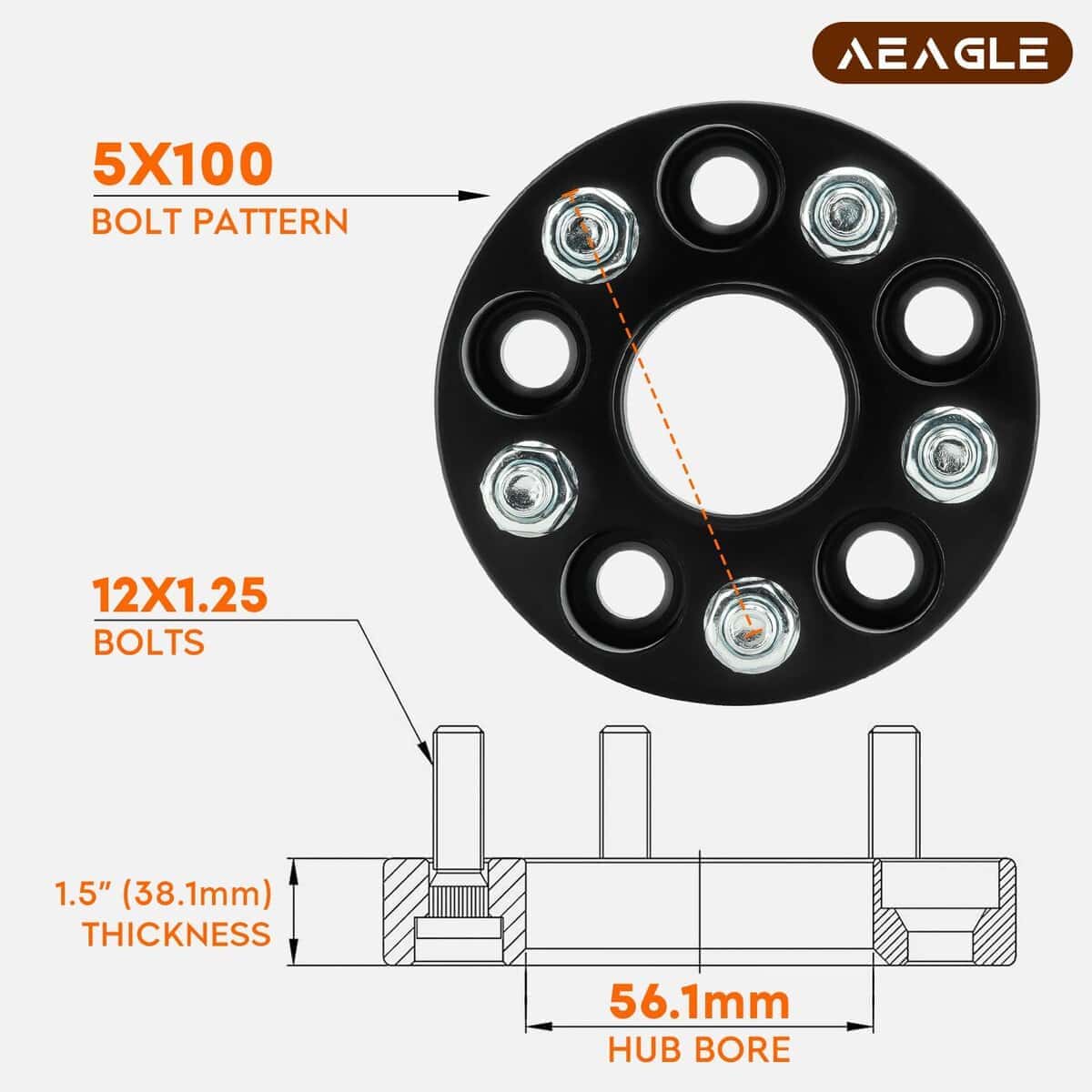Adaptadores de Rueda Centrales AEagle 5x100 1.5" para BRZ - Imagen 3