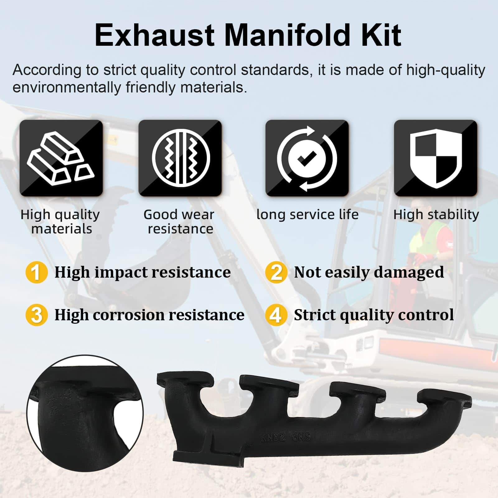 Kit de Colector de Escape de Repuesto Compatible con Bobcat - Imagen 3