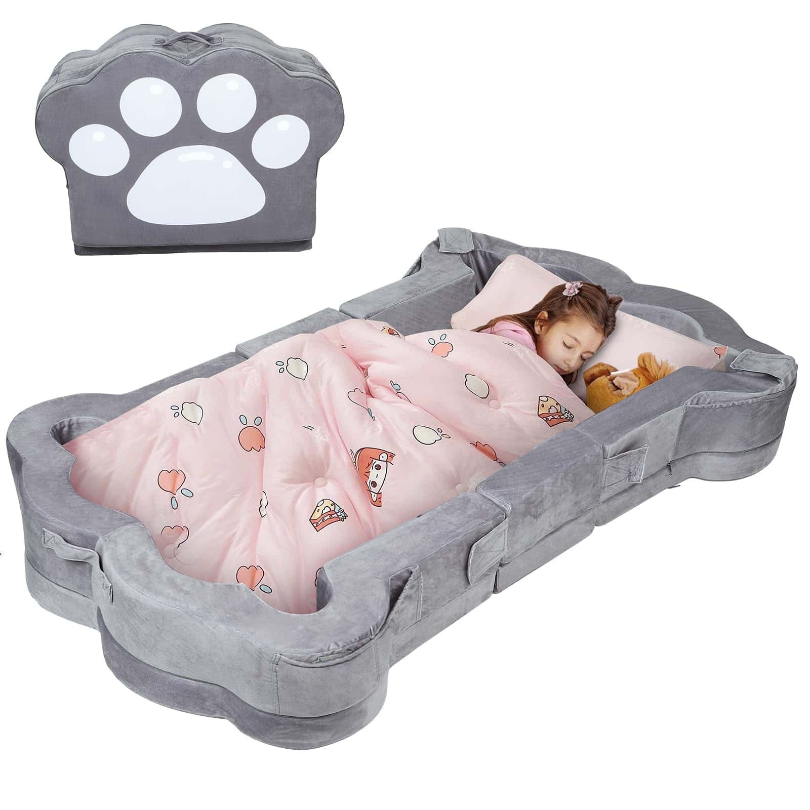 Cama portátil para niños Mmucco, Cama de -Gris