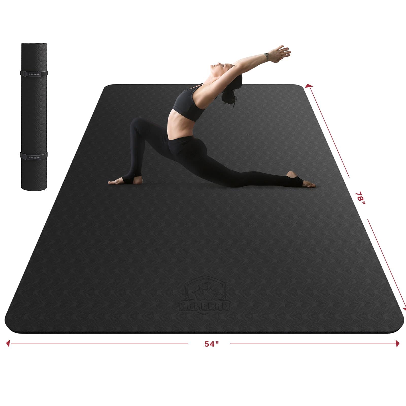 Tapete de Yoga Extra Grande HAPBEAR - -Negro