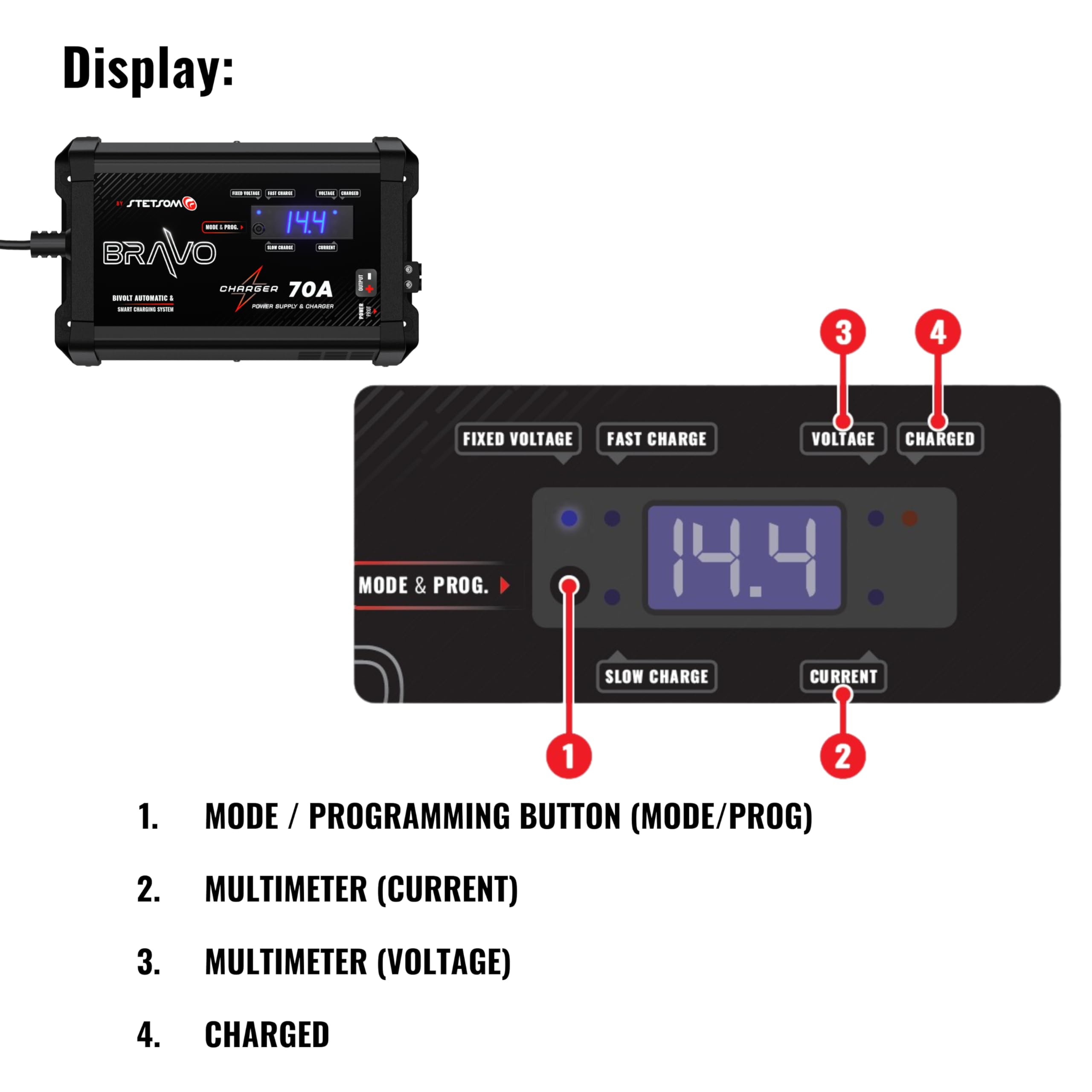Cargador de Batería Stetsom Bravo Charger 70A PRO Bivolt, - Imagen 8