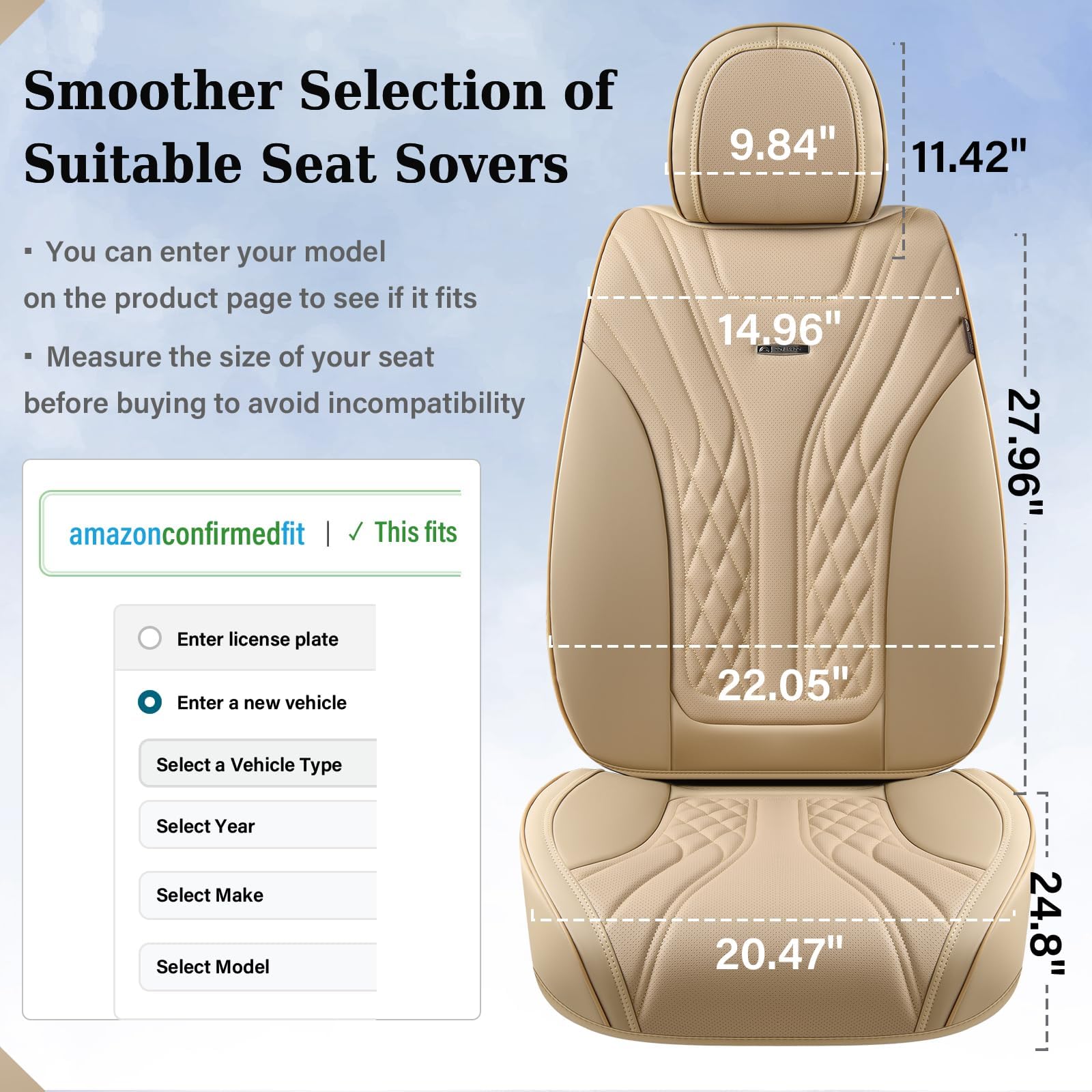 Cubre Asientos para Autos Juego Completo, 5 -Beige - Imagen 7