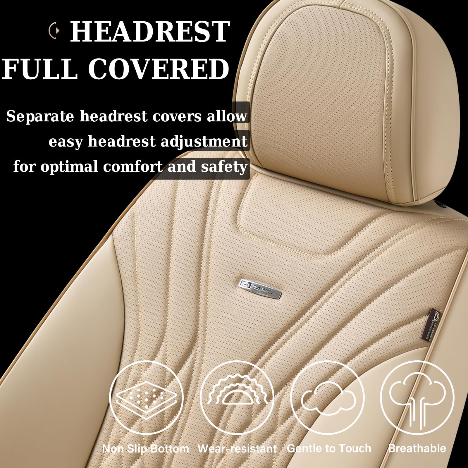 Cubre Asientos para Autos Juego Completo, 5 -Beige - Imagen 8