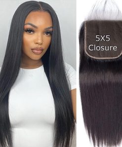 5x5 Cierre transparente de encaje HD cabello humano Recto
