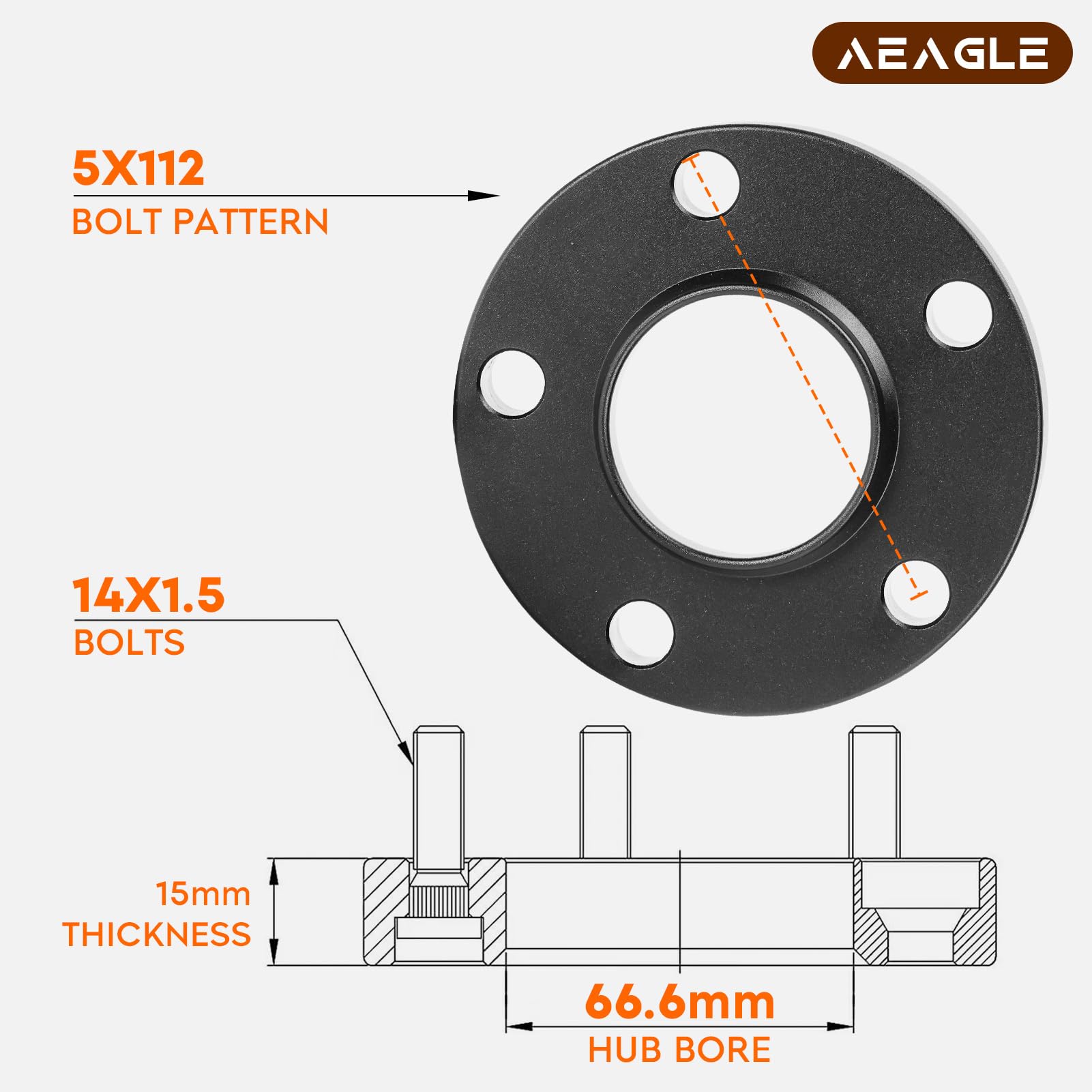 Separadores de Rueda Hubcentric de 15 mm AEagle 5x112 para - Imagen 3