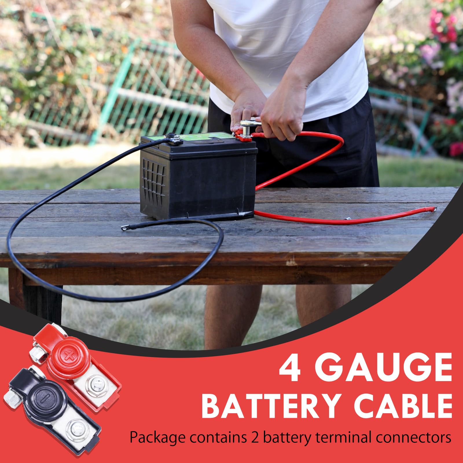 Cable de Batería 4 Gauge de 5 pies Negro y Rojo con Ojales - Imagen 8