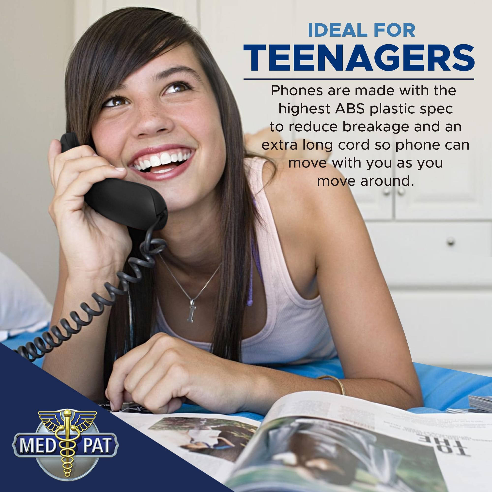 Teléfono de escritorio analógico de línea única D800B con - Imagen 6