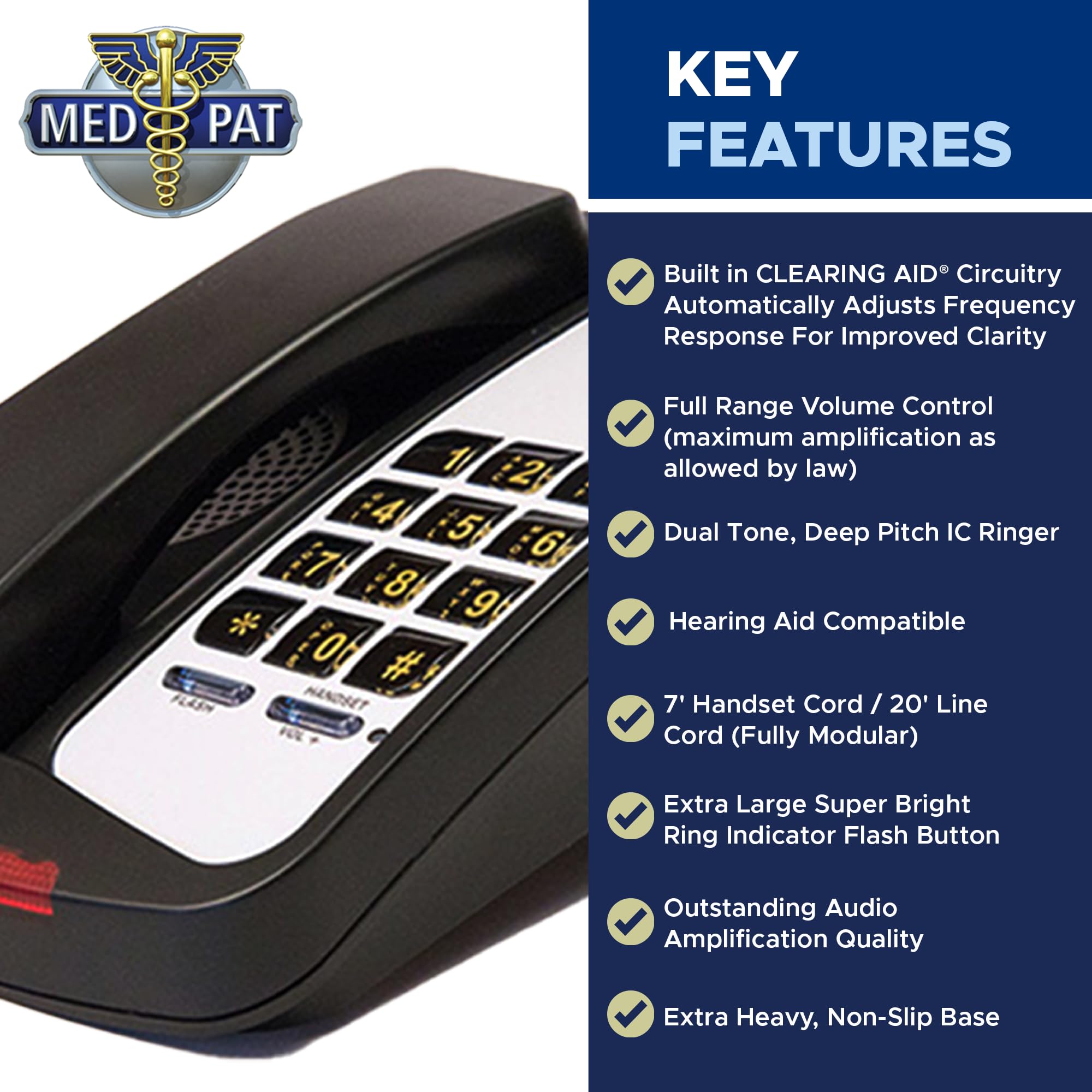 Teléfono de escritorio analógico de línea única D800B con - Imagen 4