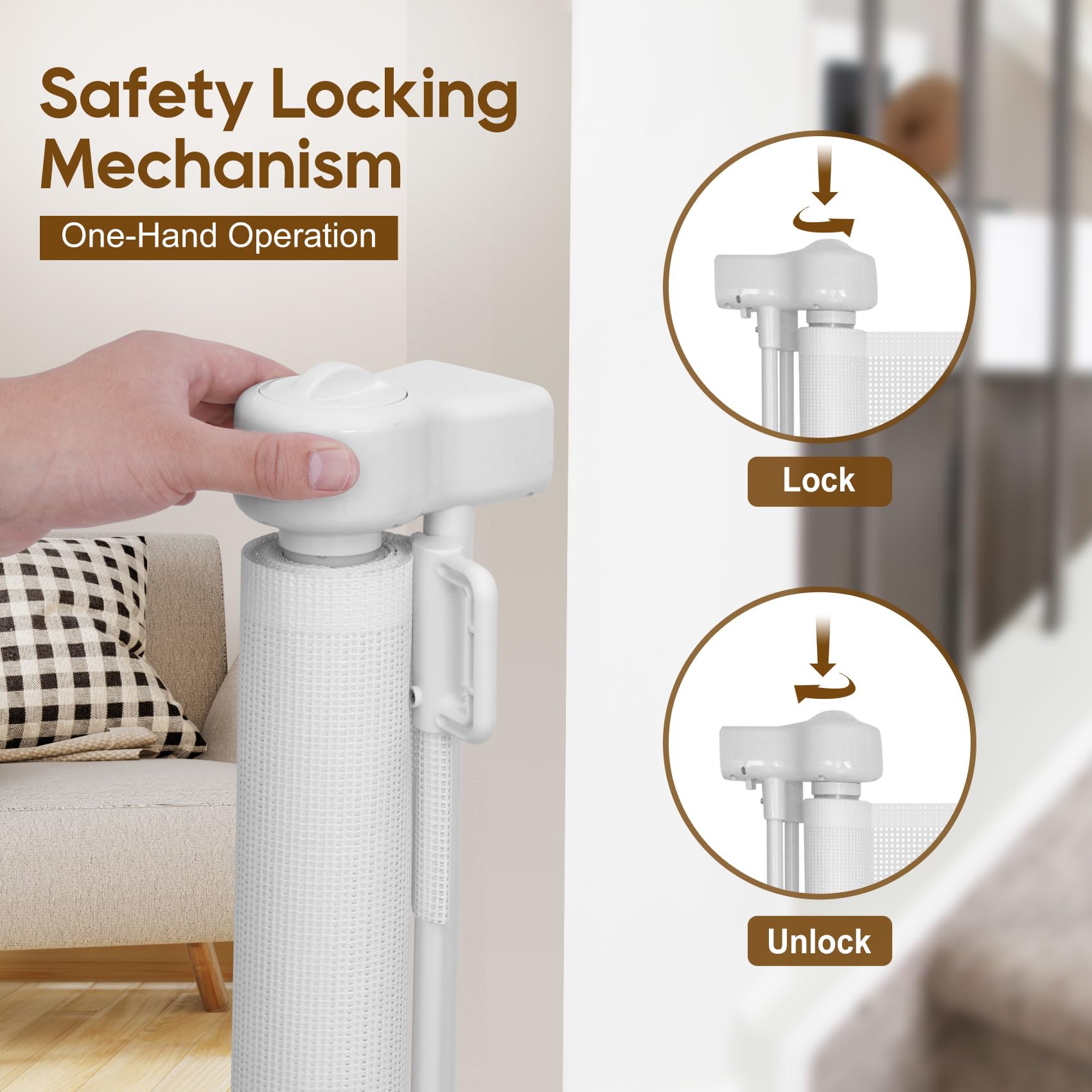 Puertas de bebé retráctiles Upgrade de 150 -Blanco - Imagen 6