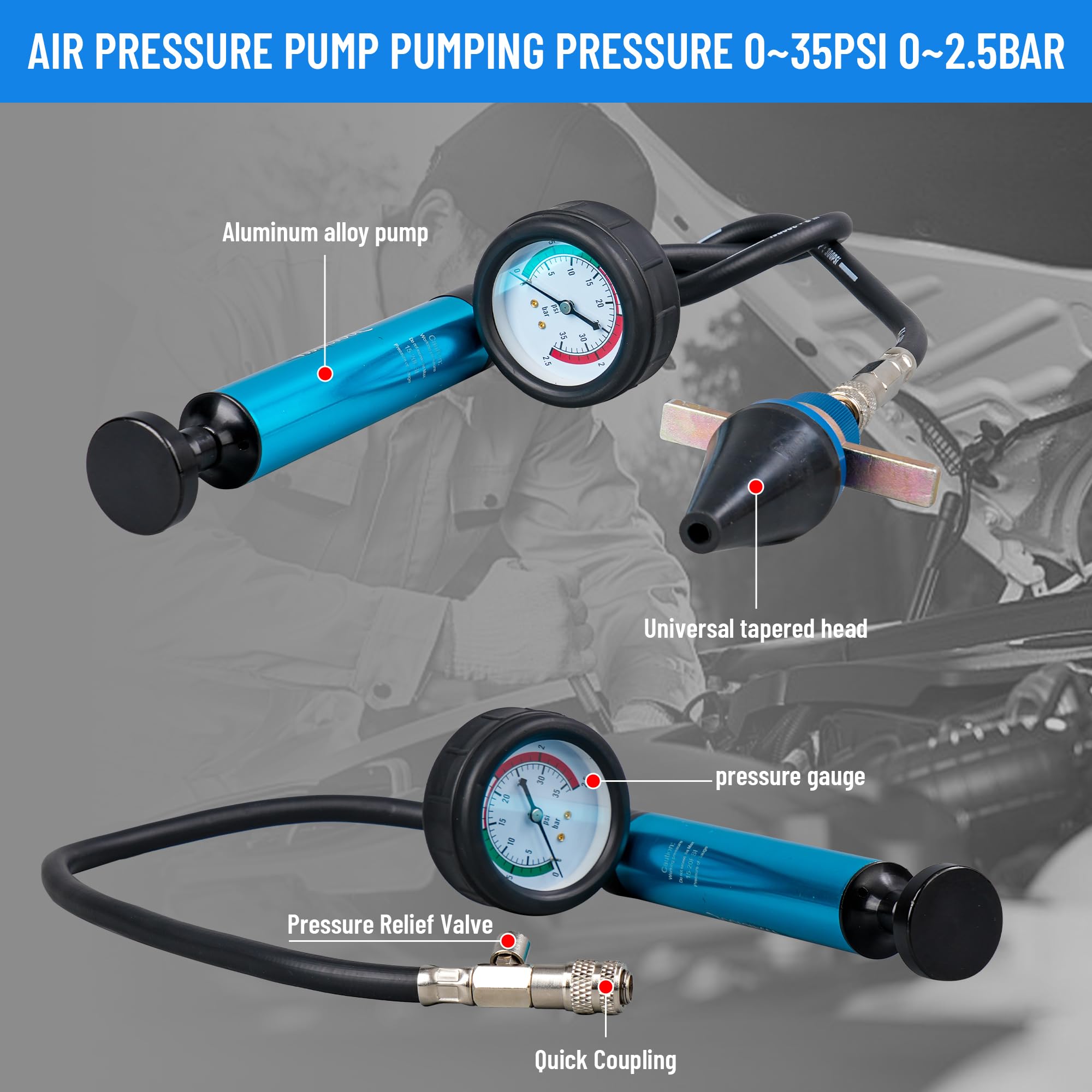 Kit de Prueba de Presión del Radiador Universal, Kit de - Imagen 5