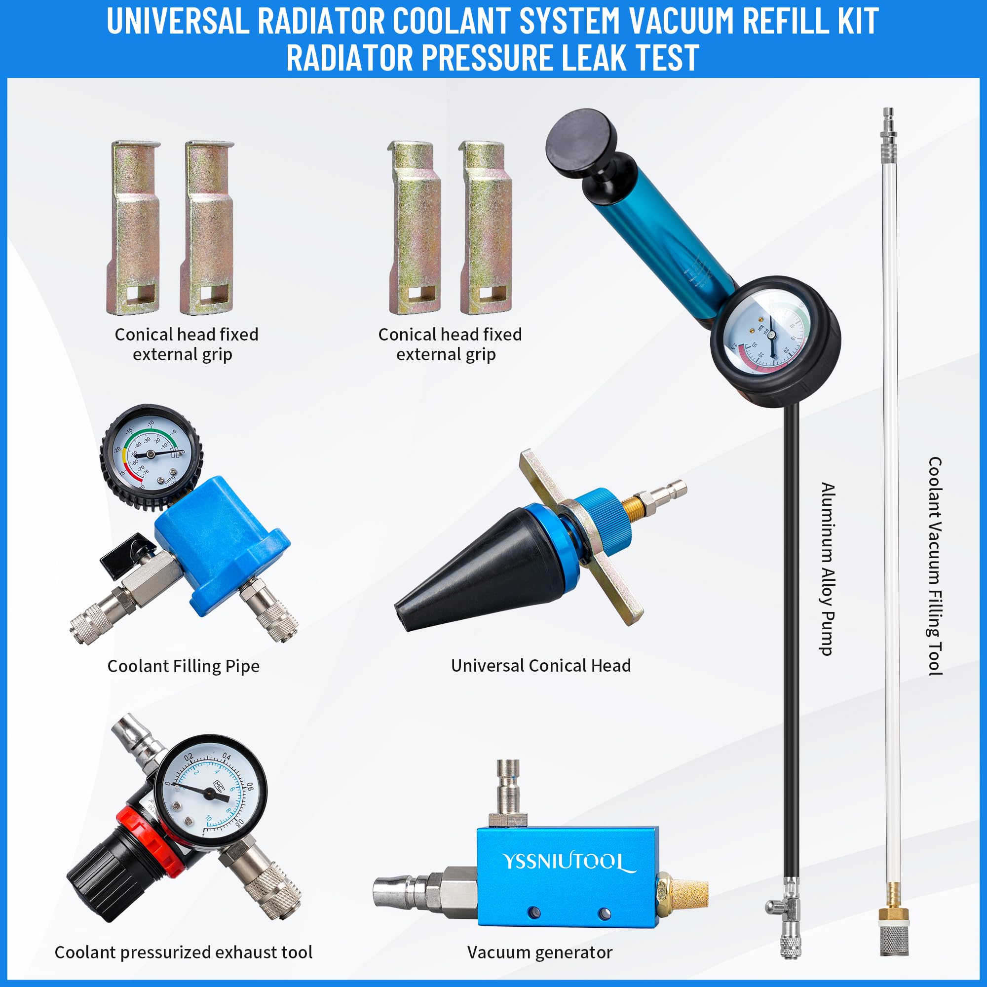 Kit de Prueba de Presión del Radiador Universal, Kit de - Imagen 3