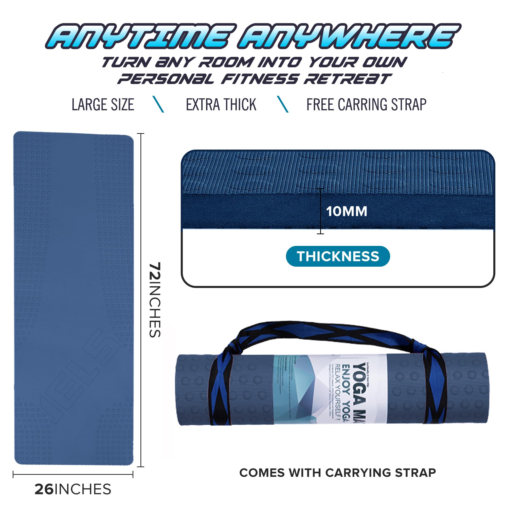 Tapete de Yoga JELS Extra Grueso, 2/5 pulgadas, Diseño - Imagen 3