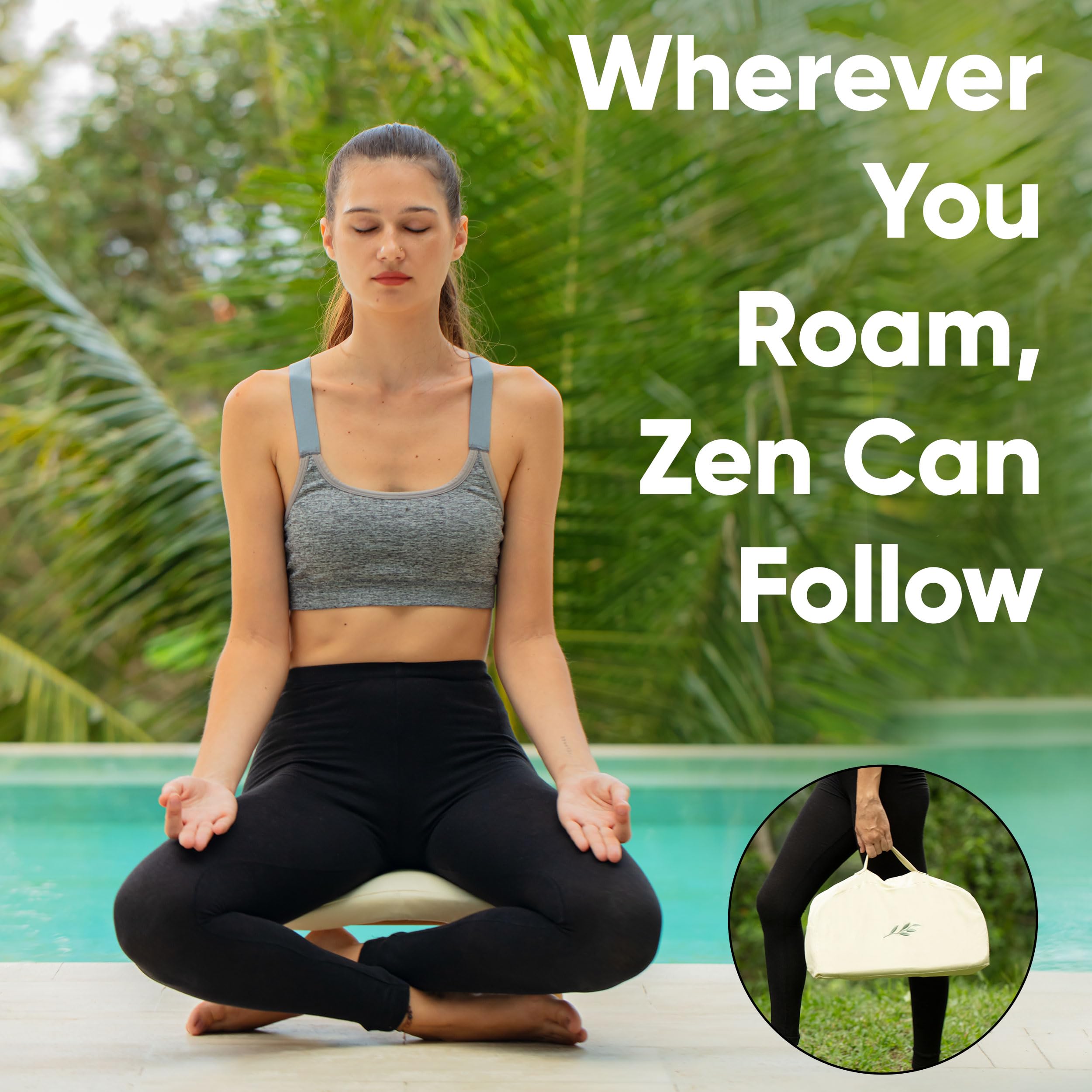 Silla de Meditación con Cojín Extra -Beige - Imagen 7