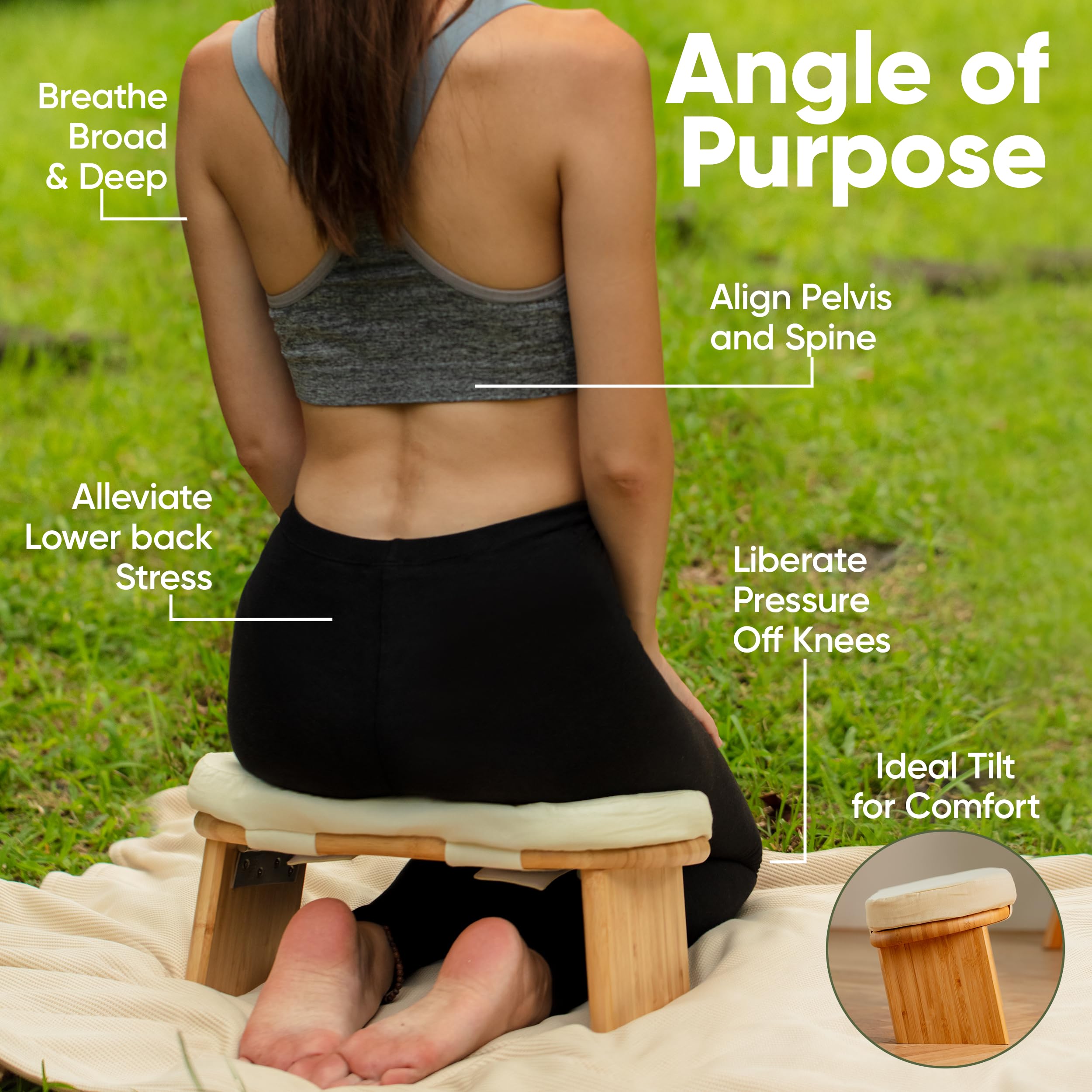 Silla de Meditación con Cojín Extra -Beige - Imagen 4