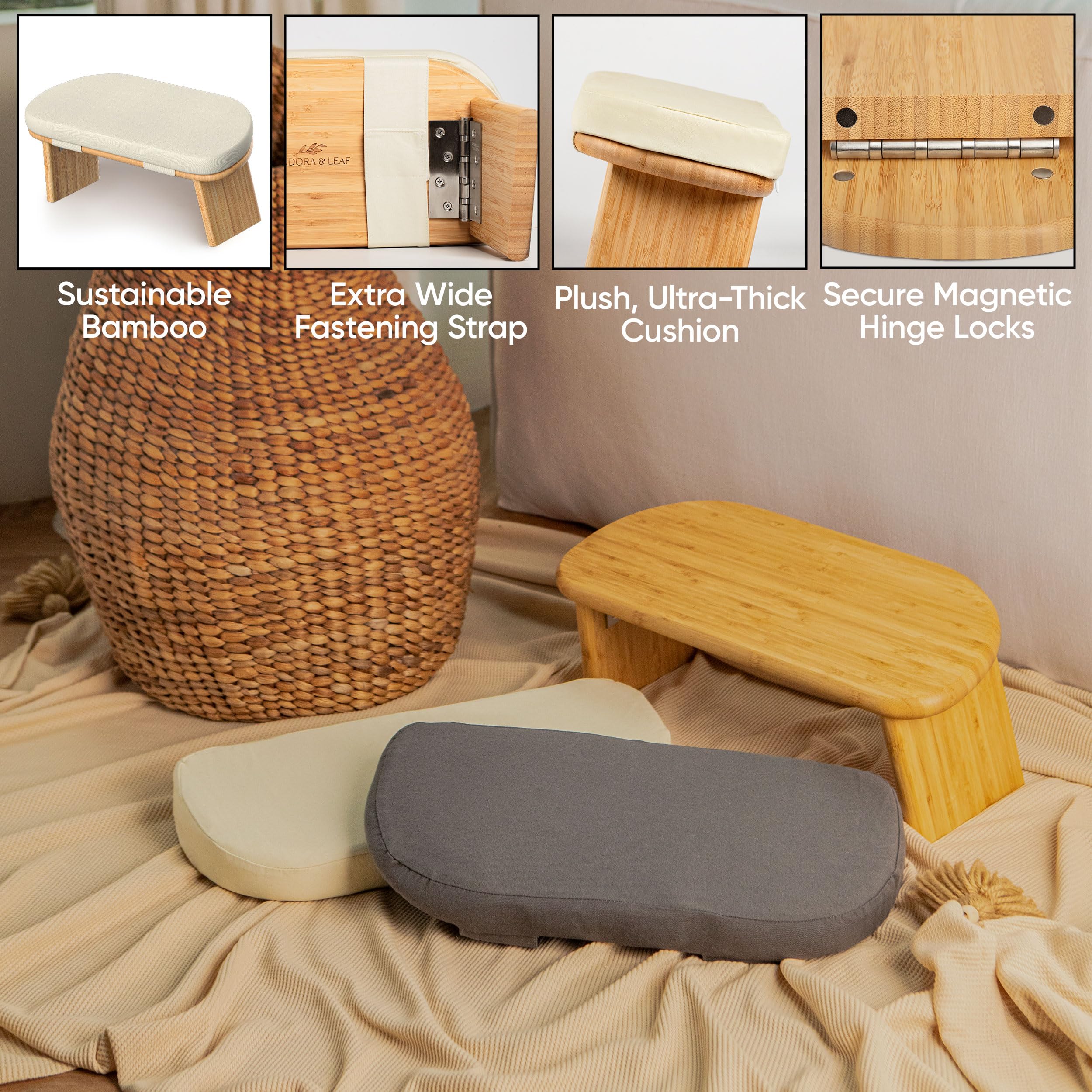 Silla de Meditación con Cojín Extra -Beige - Imagen 6