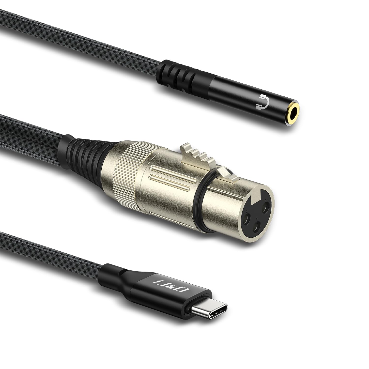 Cable de micrófono J&D USB C a XLR hembra con conector para