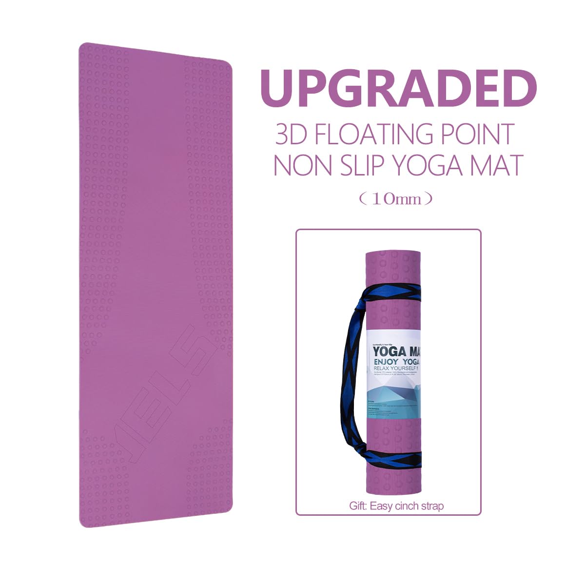 Tapete de Yoga Extra Grueso JELS, 10mm, -Morado (capa única) - Imagen 3