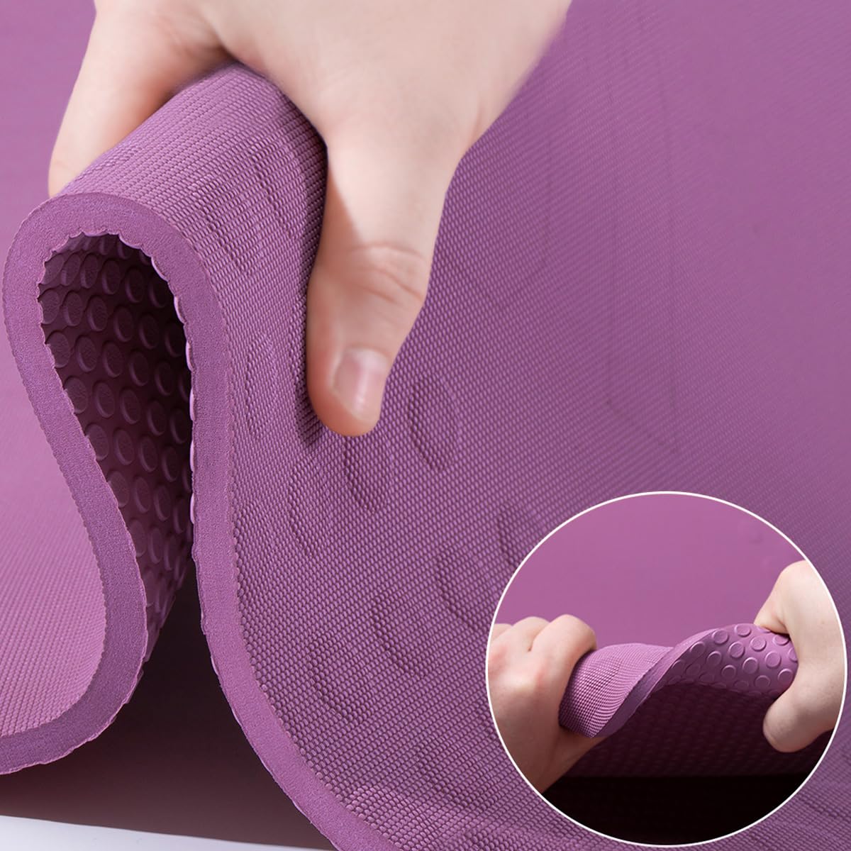 Tapete de Yoga Extra Grueso JELS, 10mm, -Morado (capa única) - Imagen 4