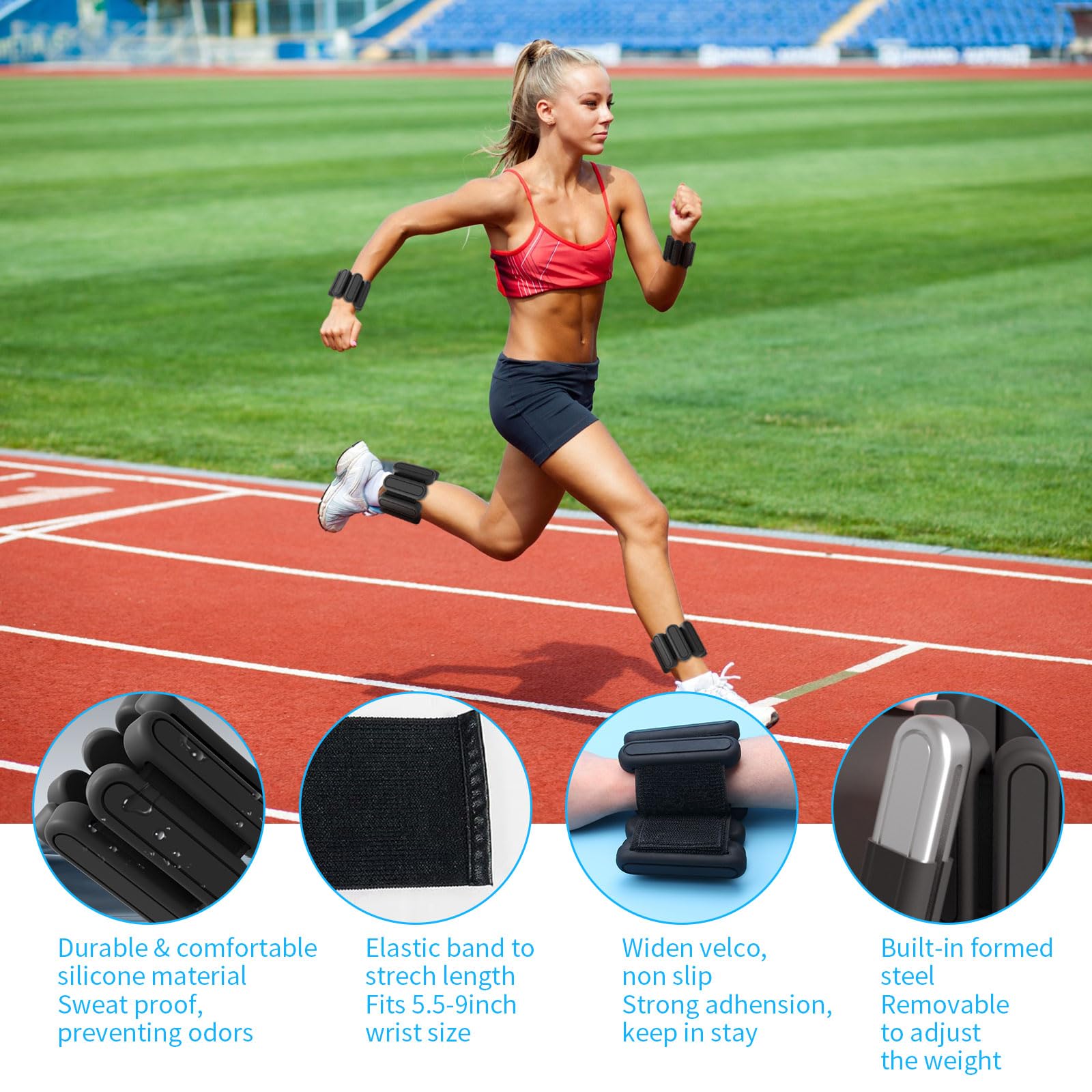 Pesos Ajustables para Muñecas y Tobillos AYSOW para Hombres - Imagen 4
