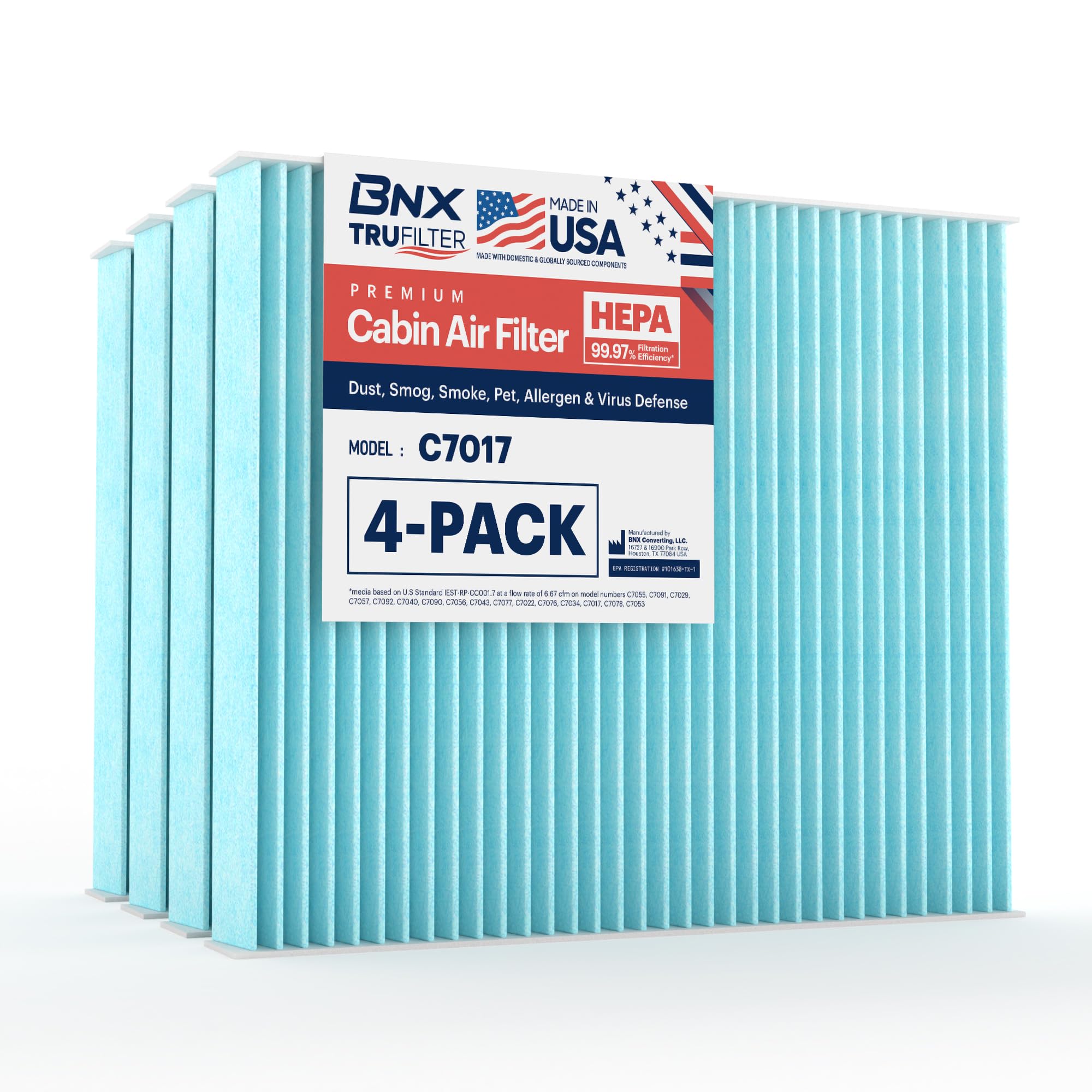 Filtro de aire de habitáculo BNX TruFilter C7017, HEPA