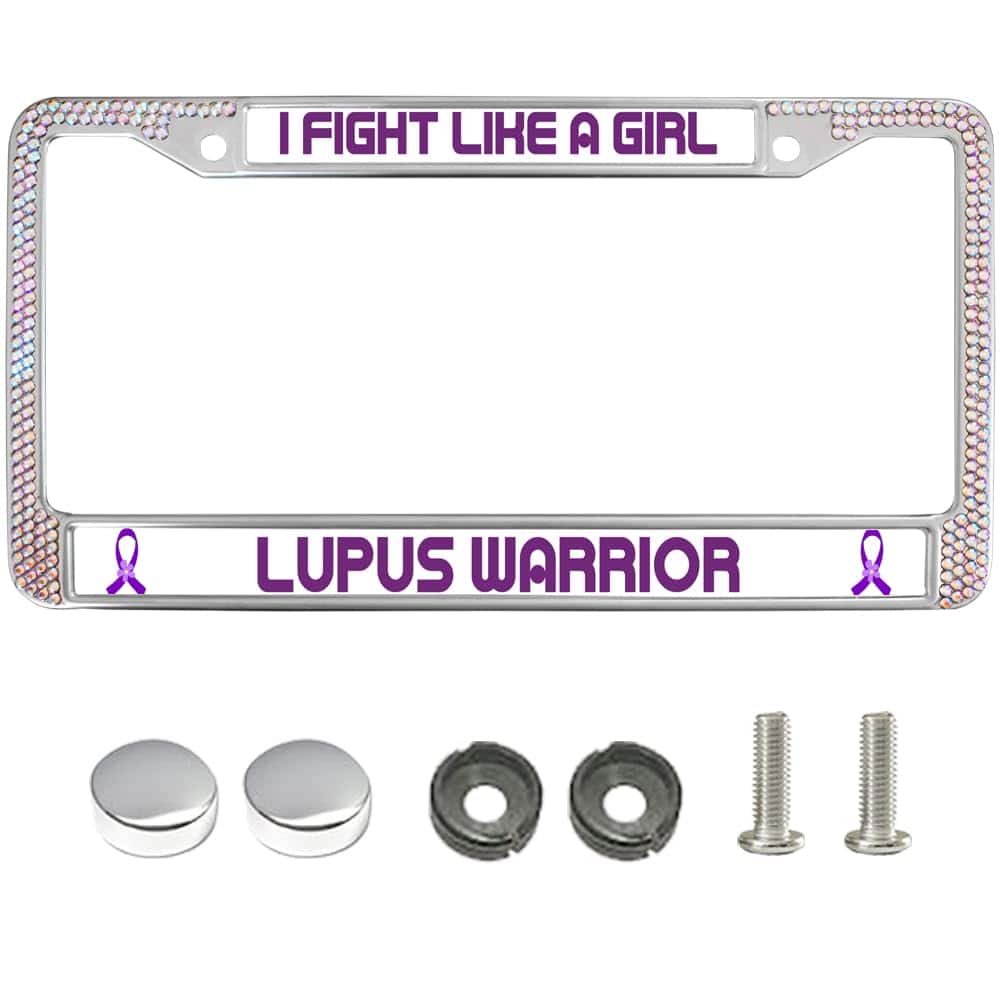 Portaplacas FightLikeA Girl con Diamantes, Marco de