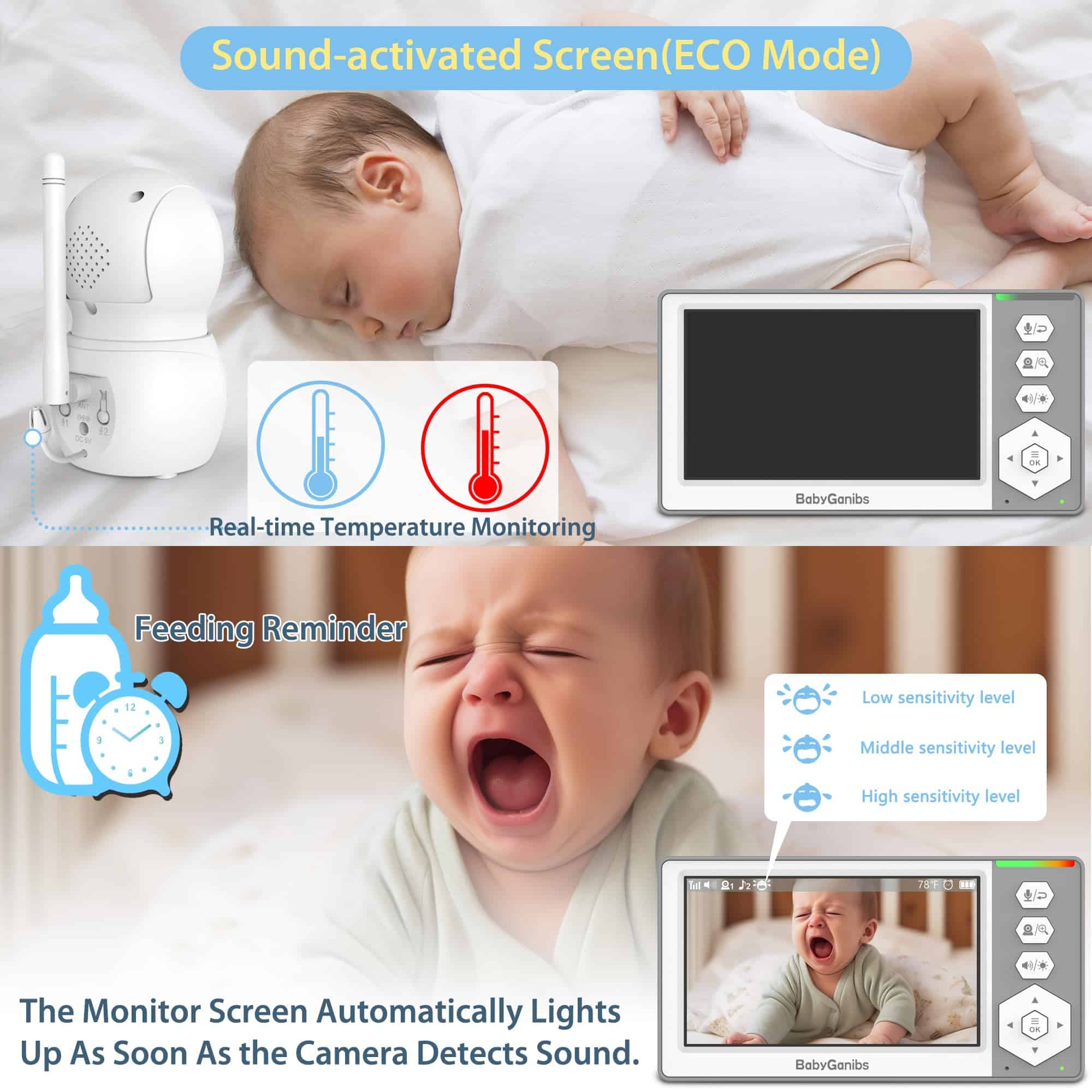 Monitor de Bebé con Cámara y Audio, Monitor de Bebé de - Imagen 10
