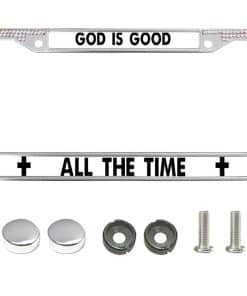 Portaplacas con incrustaciones de estrás Dios es bueno todo