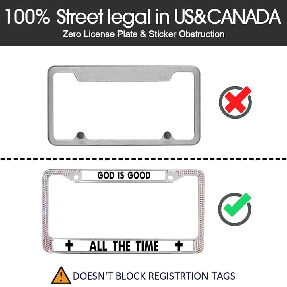 Portaplacas con incrustaciones de estrás Dios es bueno todo - Imagen 5