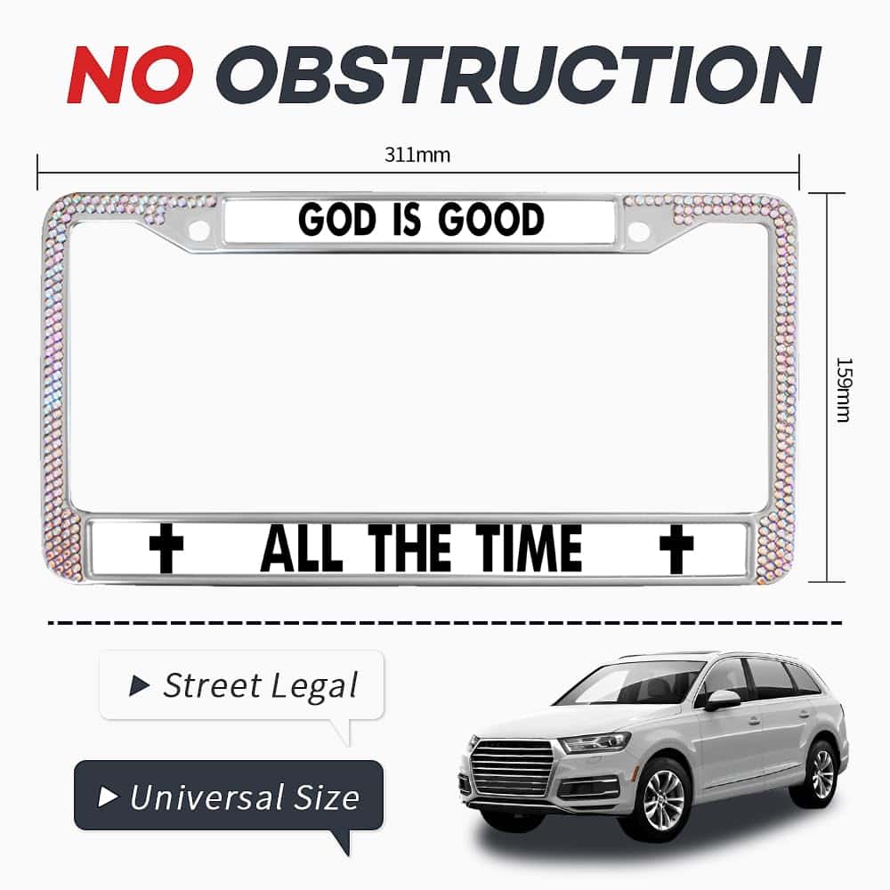 Portaplacas con incrustaciones de estrás Dios es bueno todo - Imagen 6