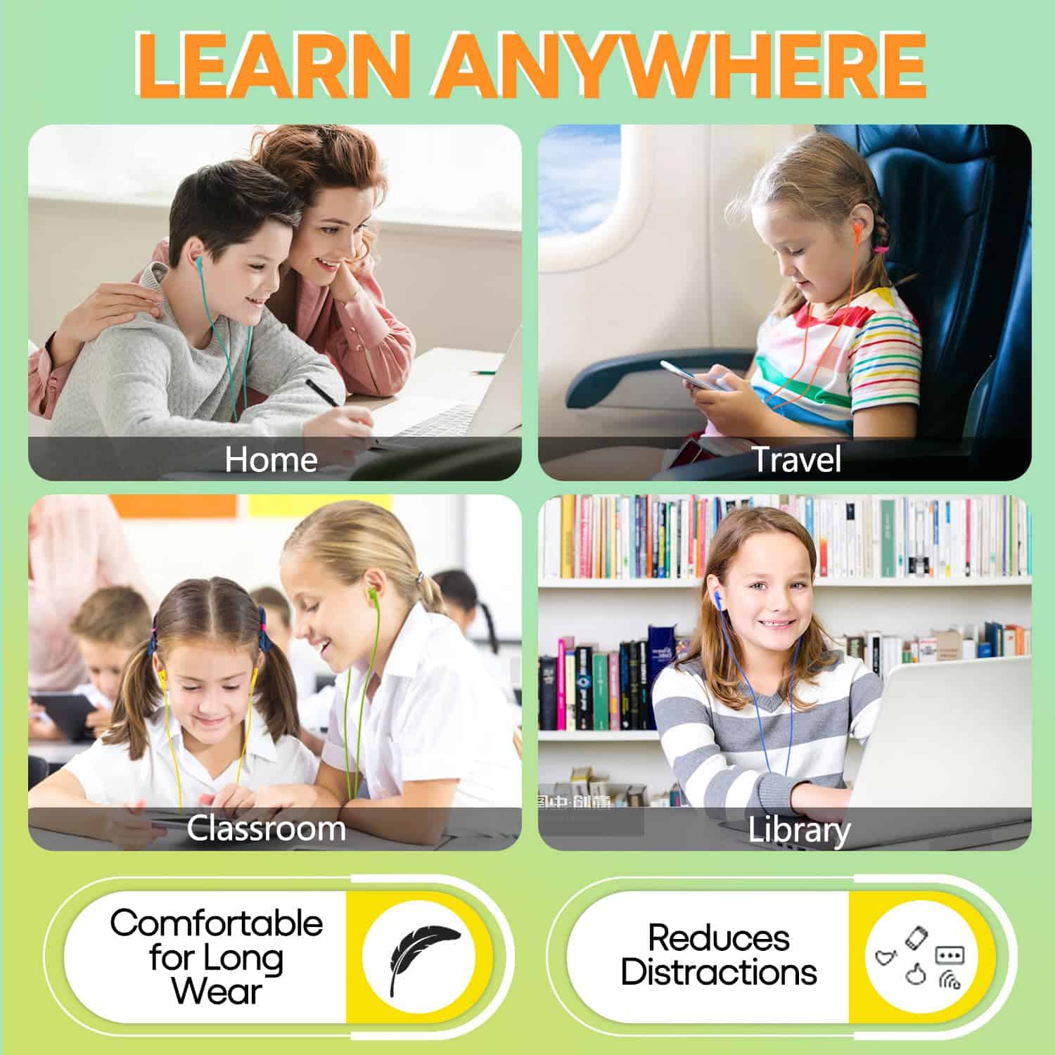 XOSDA 160 Pack de Audífonos para Niños a Granel para Aula, - Imagen 5