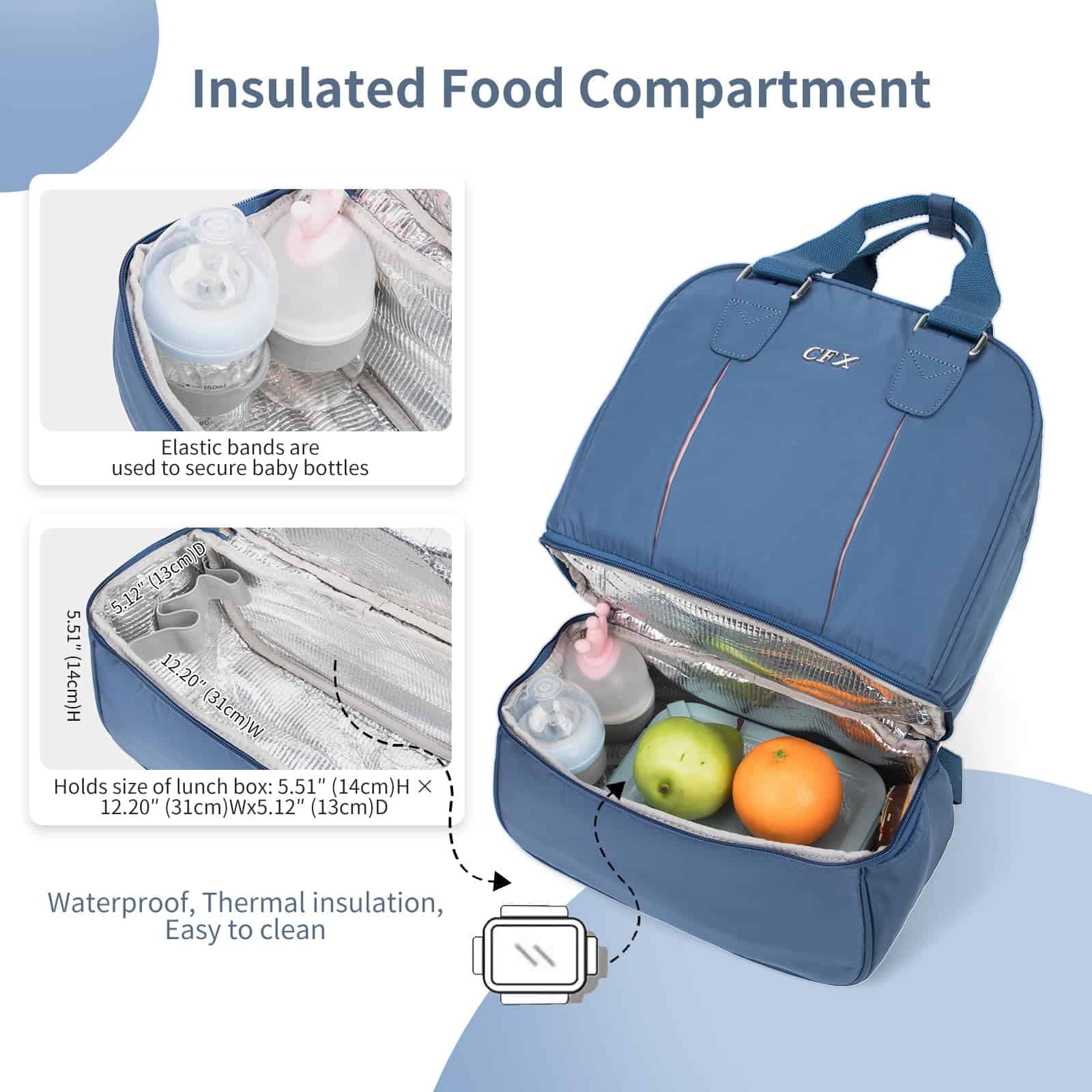 Mochila para pañales CFX - Mantiene la comida separada de - Imagen 4