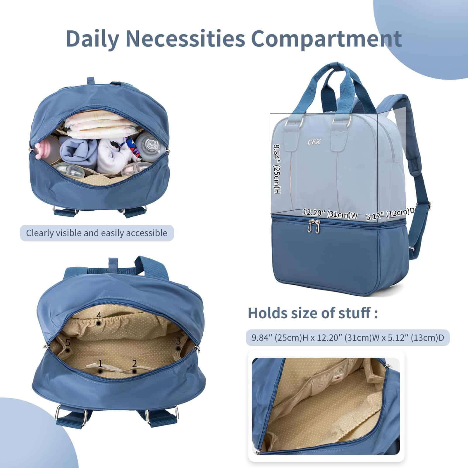 Mochila para pañales CFX - Mantiene la comida separada de - Imagen 5