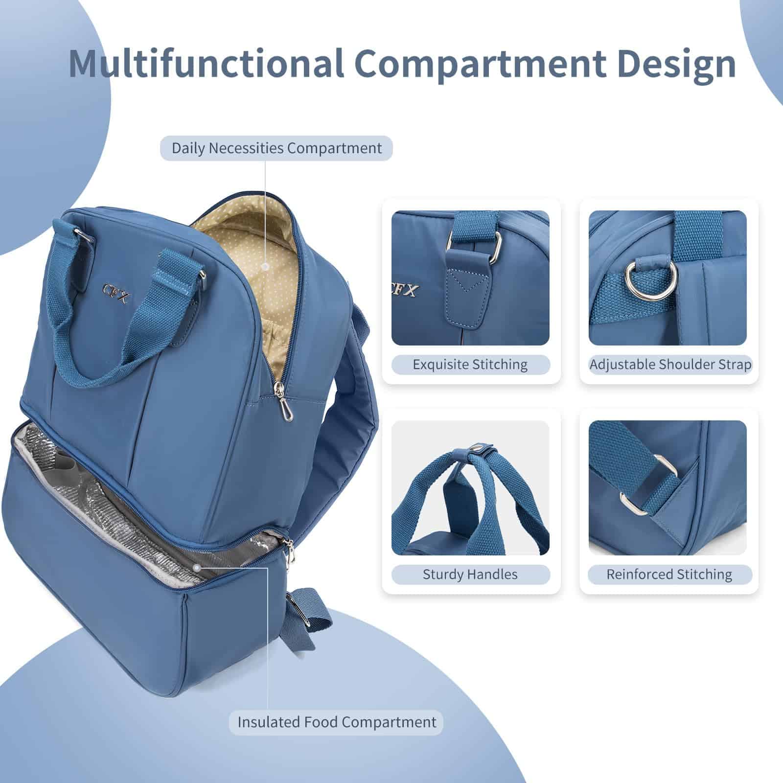Mochila para pañales CFX - Mantiene la comida separada de - Imagen 3