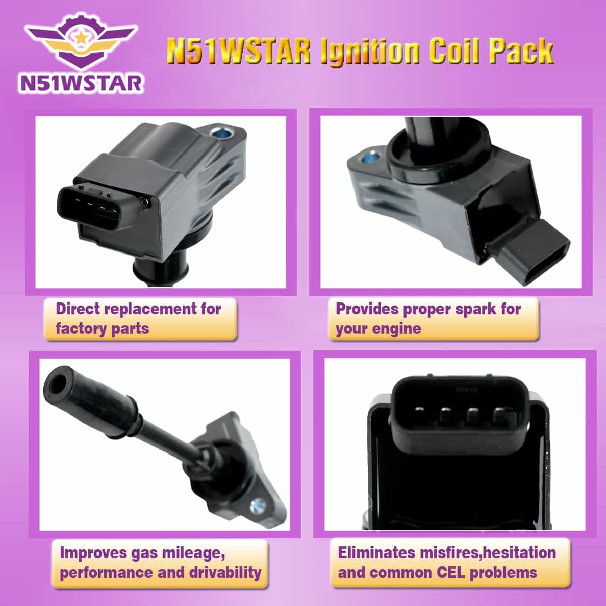 Conjunto de 4 Bobinas de Encendido N51WSTAR Compatible con - Imagen 3