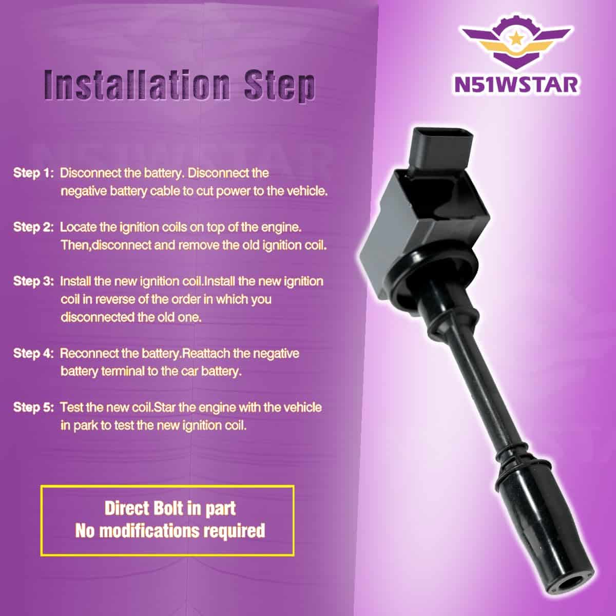 Conjunto de 4 Bobinas de Encendido N51WSTAR Compatible con - Imagen 8
