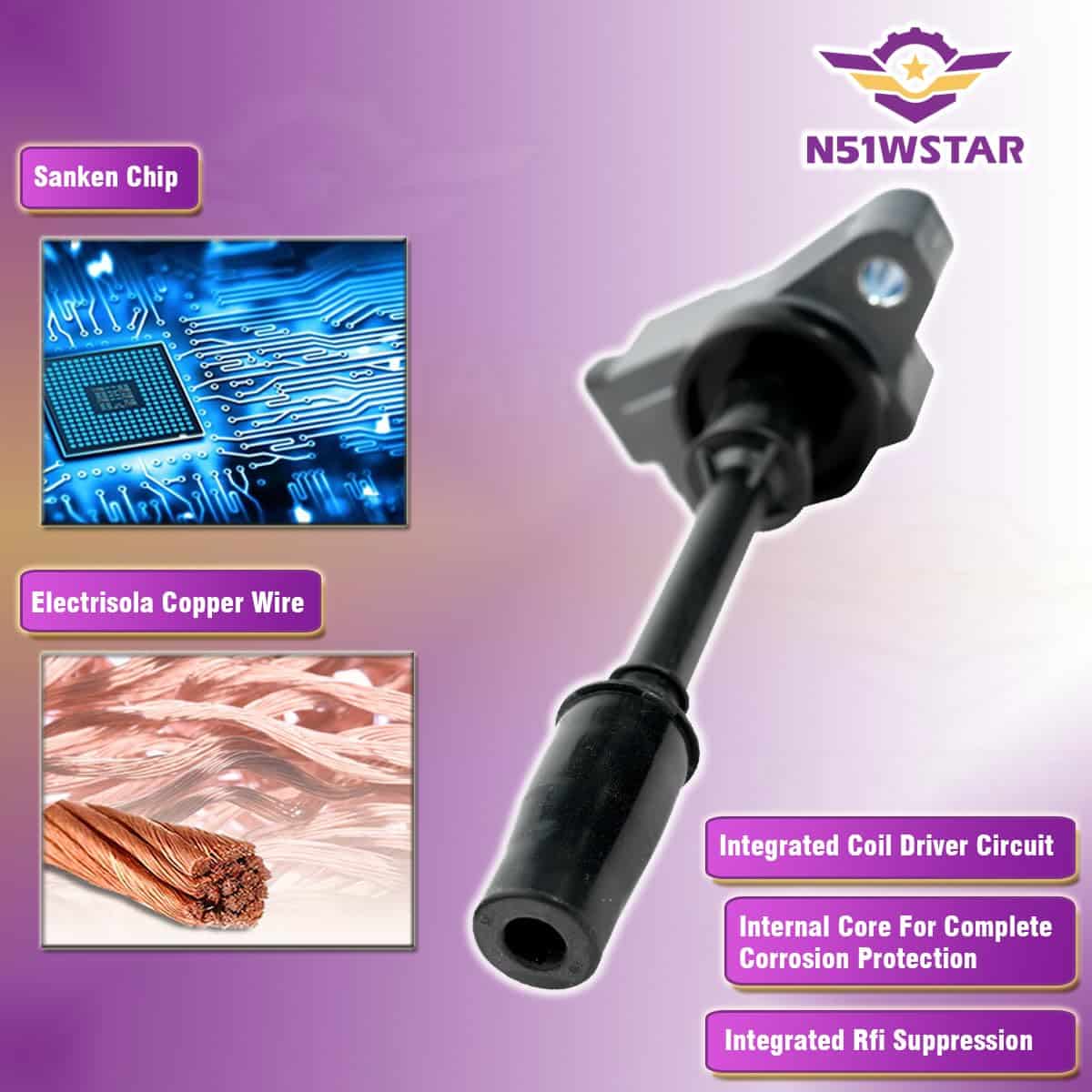 Conjunto de 4 Bobinas de Encendido N51WSTAR Compatible con - Imagen 4