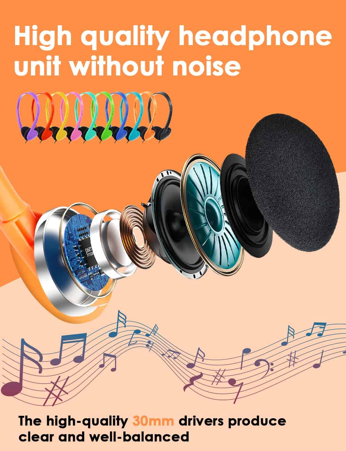 Audífonos para Niños al Mayor 100 Paquetes para Salón de - Imagen 8