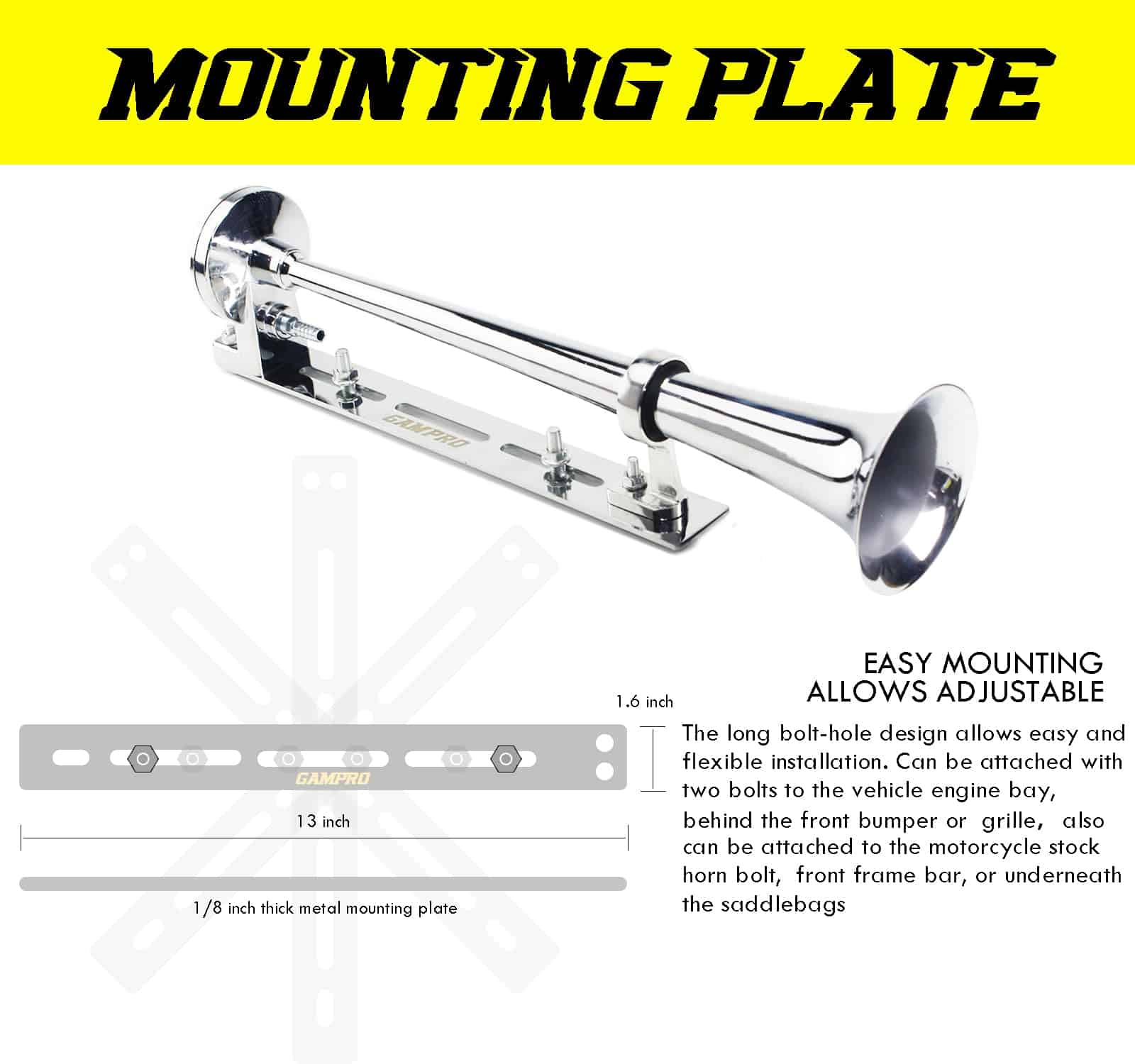 GAMPRO 12V 150DB Claxon de Aire con Kit de Montaje de - Imagen 5