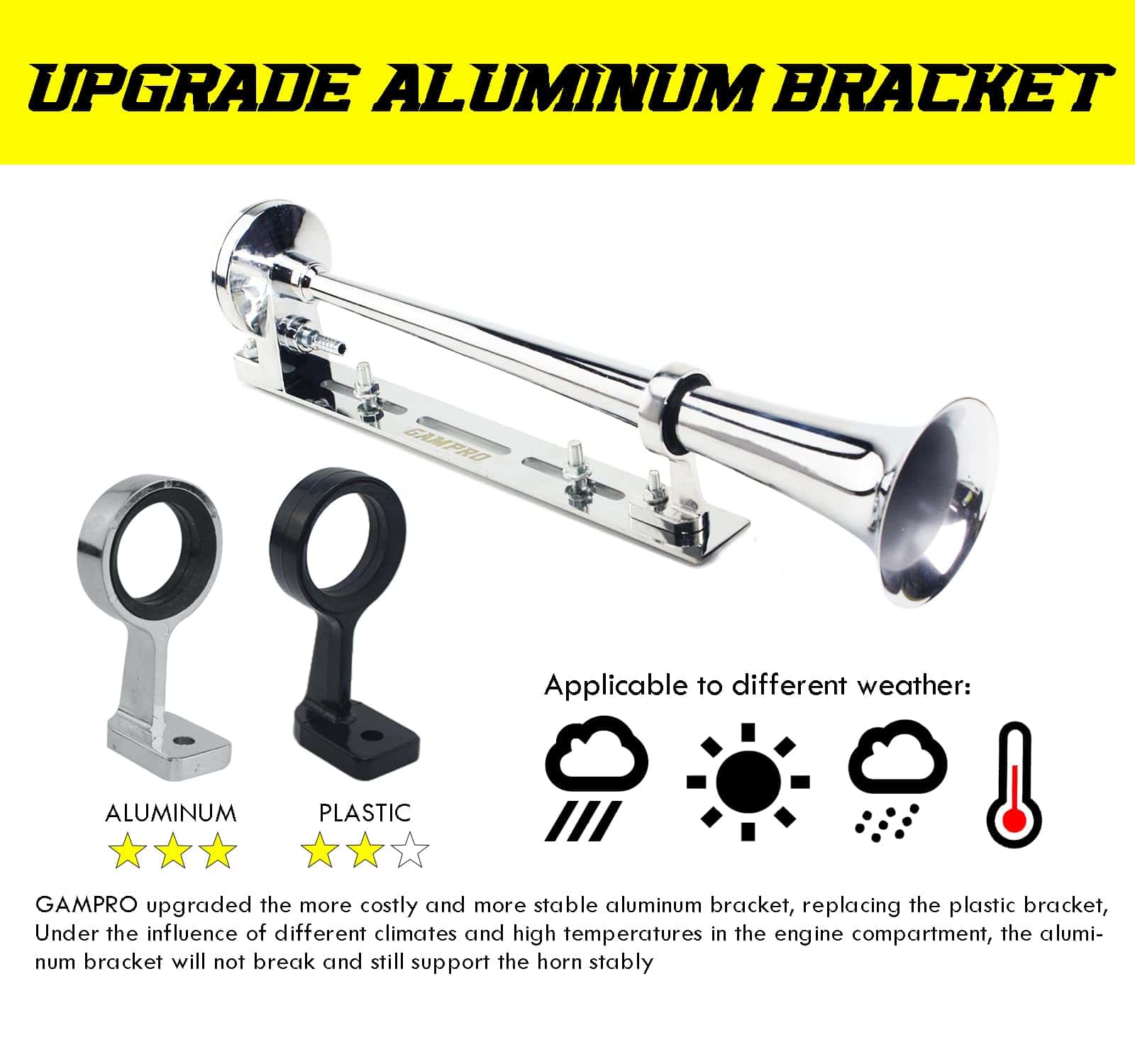 GAMPRO 12V 150DB Claxon de Aire con Kit de Montaje de - Imagen 3