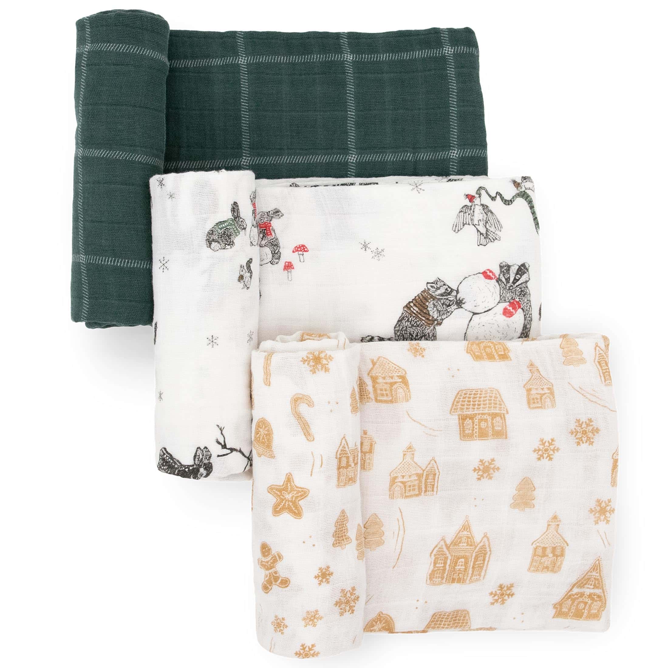 Little Unicorn Paquete de 3 Mantas de Muselina -Snow Day