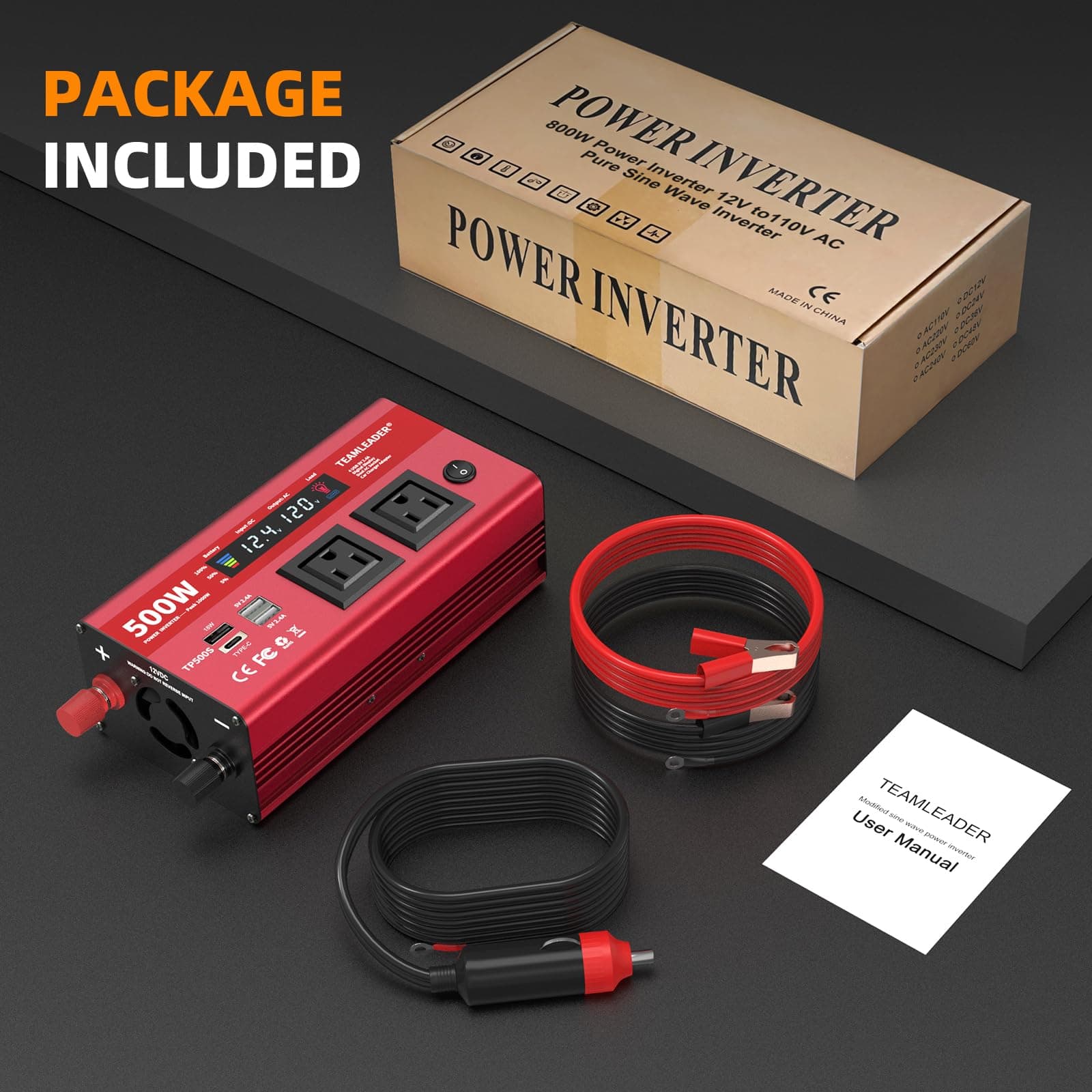 Inversor de Corriente TEAMLEADER 500W 12V DC a 110V/120V - Imagen 10