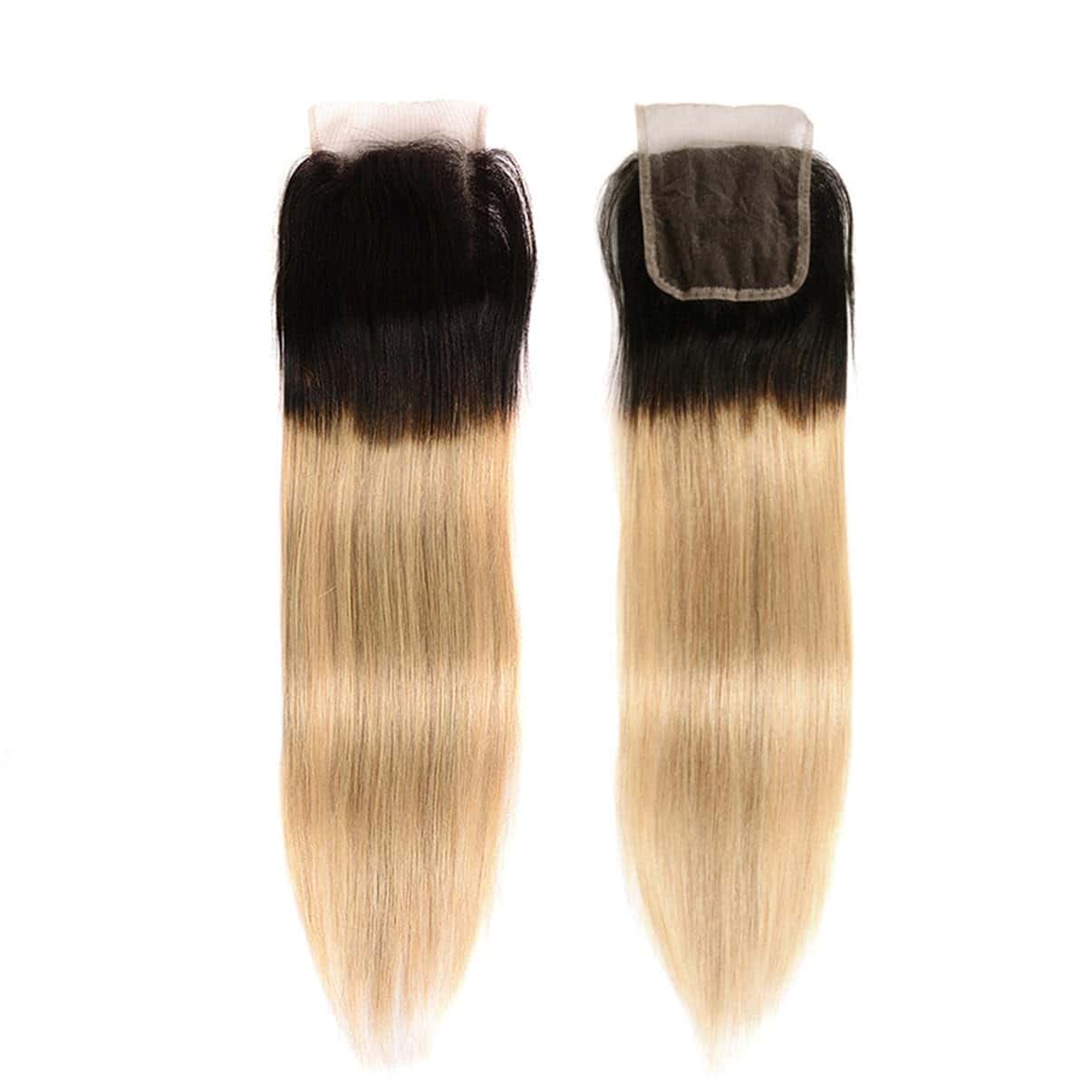 Cierre de encaje 4x4 de ombre brasileño 1B 27 100% cabello - Imagen 5