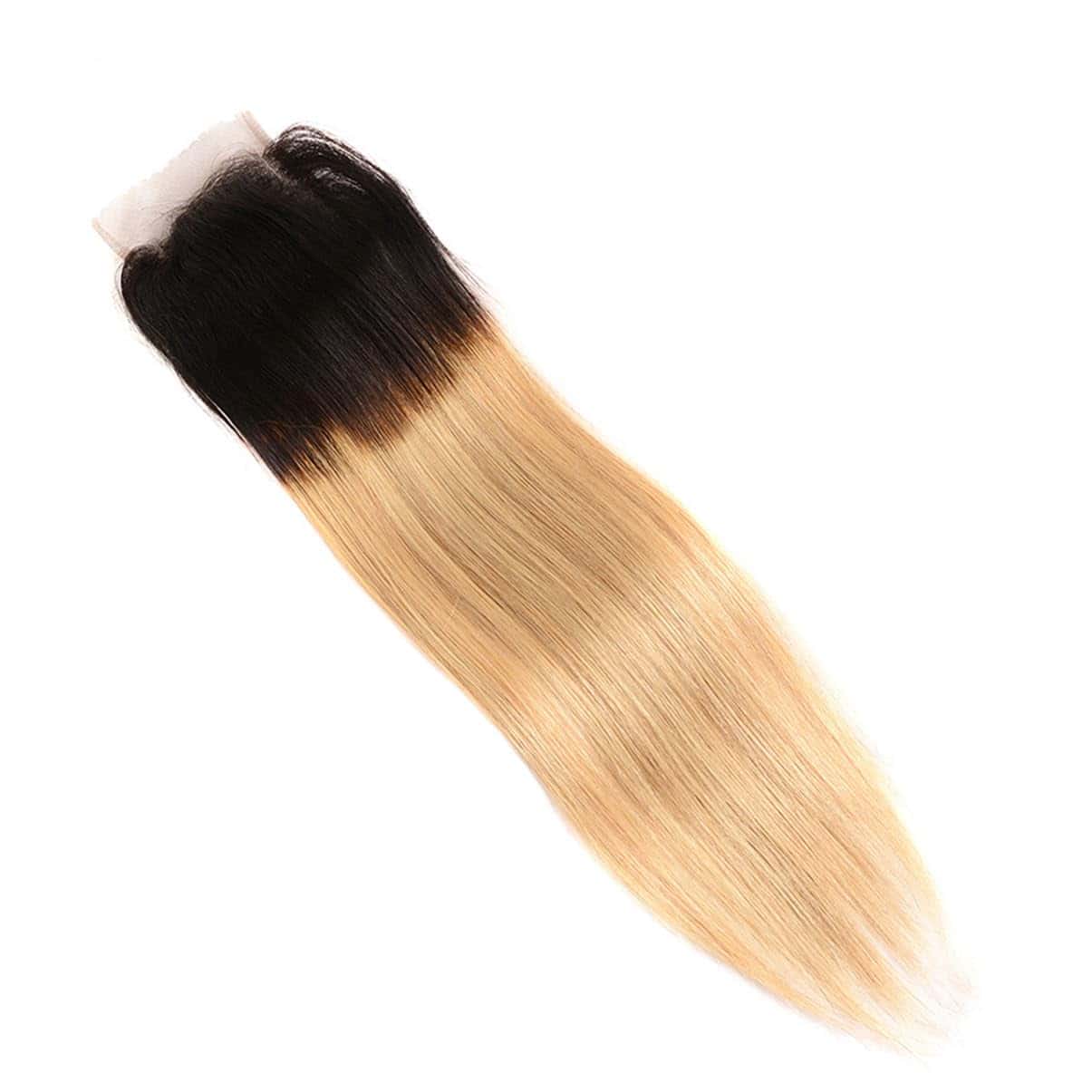 Cierre de encaje 4x4 de ombre brasileño 1B 27 100% cabello - Imagen 10