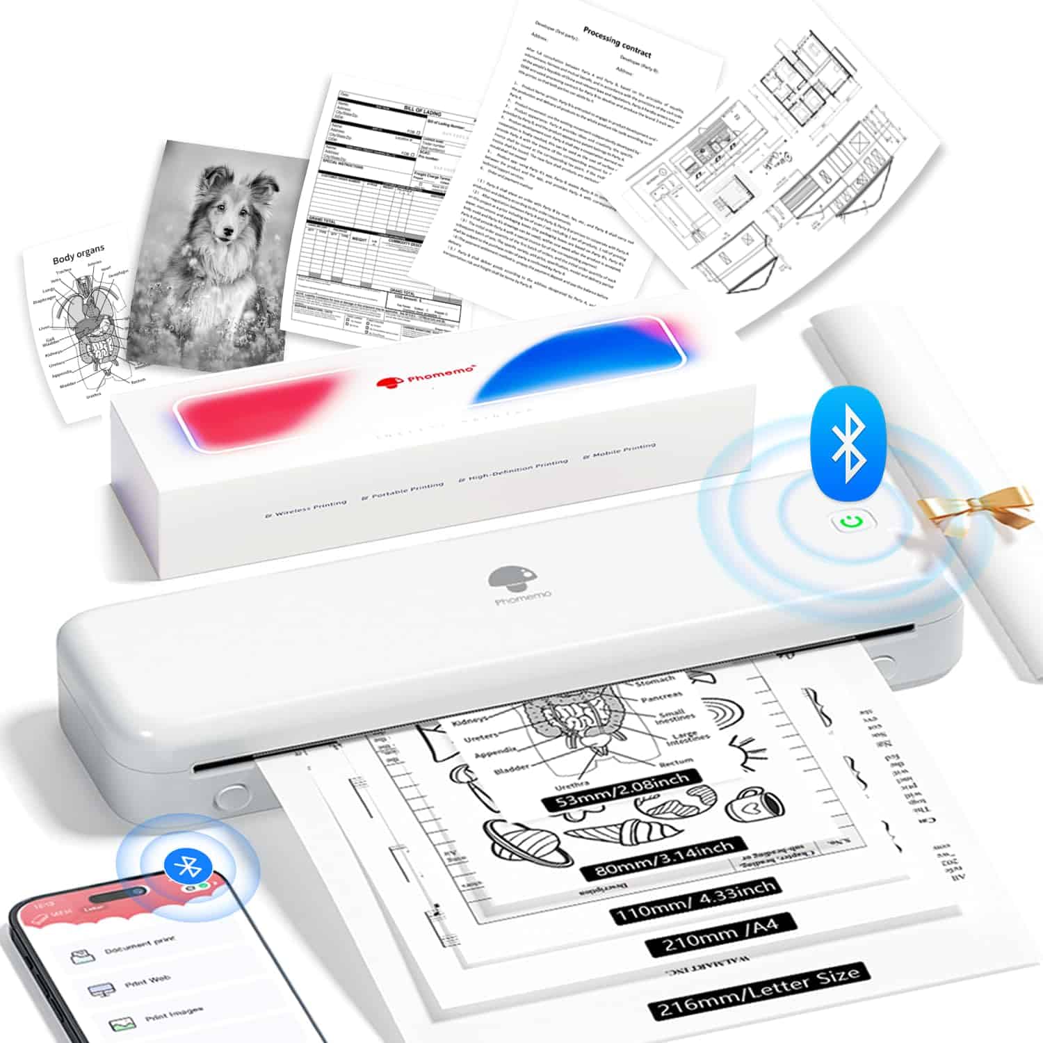 Impresora portátil Phomemo M834, impresoras térmicas