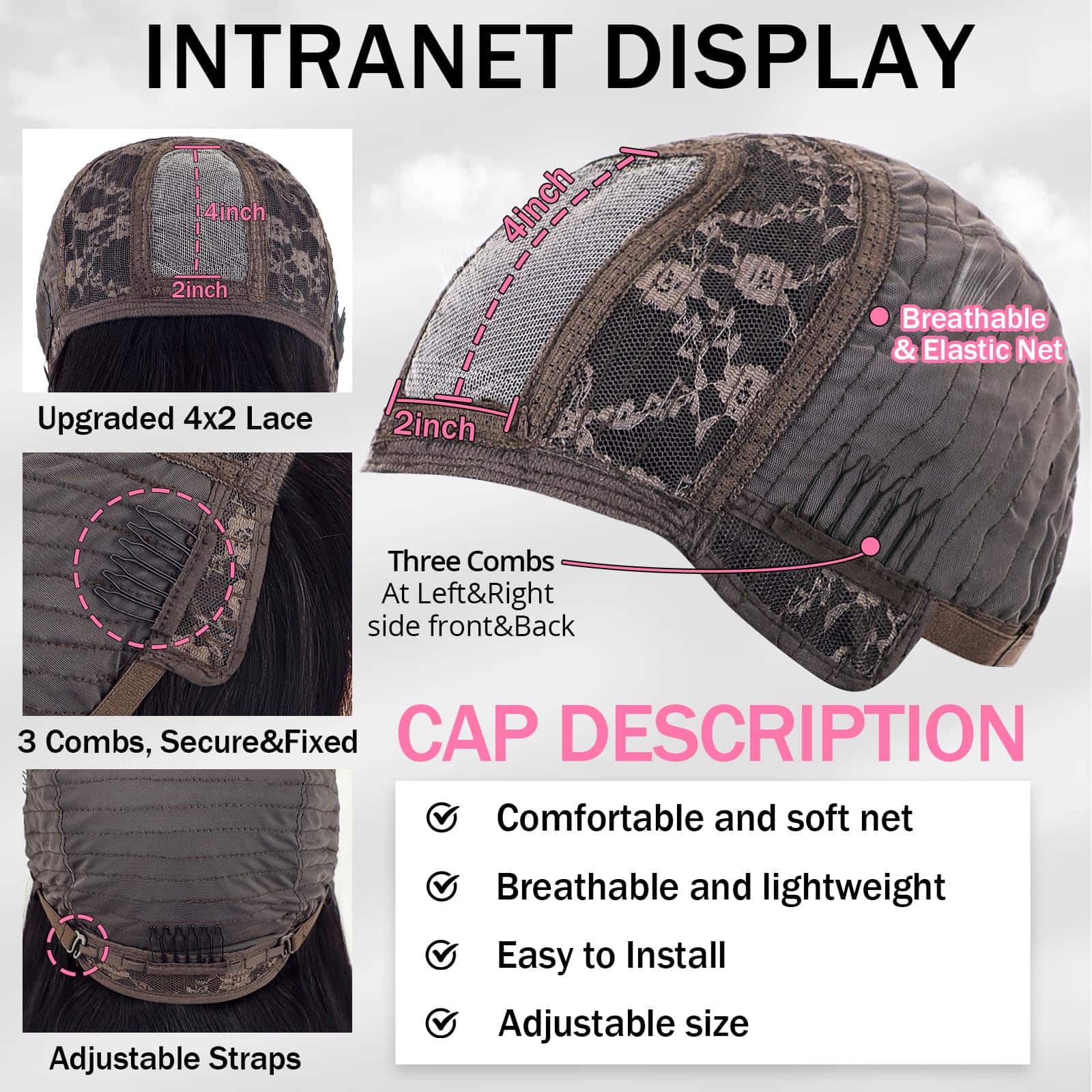 Peluca de Cabello Humano Recto sin Pegamento con Flequillo - Imagen 5