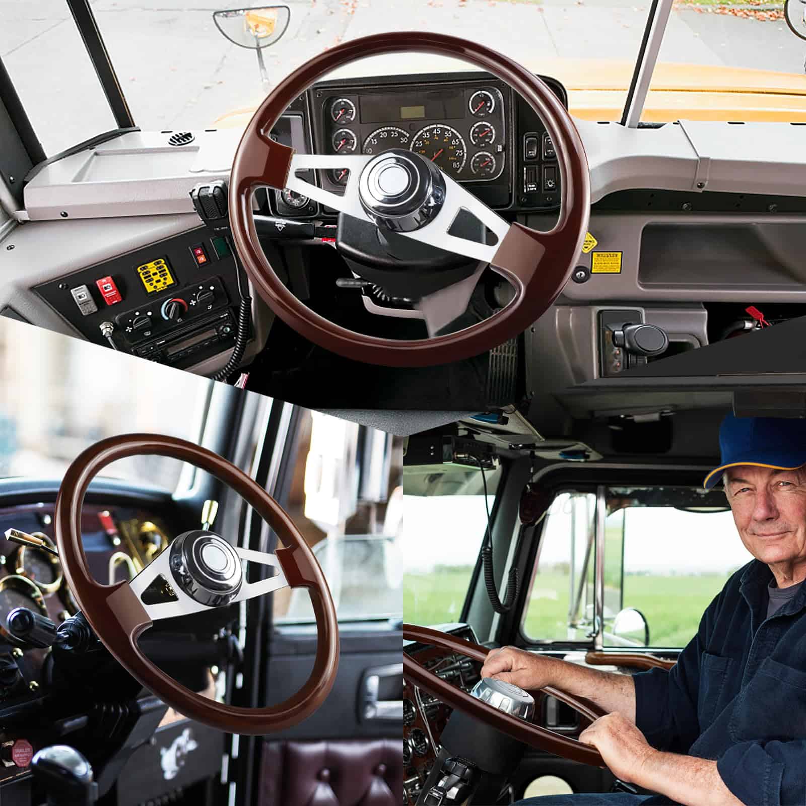 Volante de Dirección de Camión de Madera Maciza de 18"" con - Imagen 6